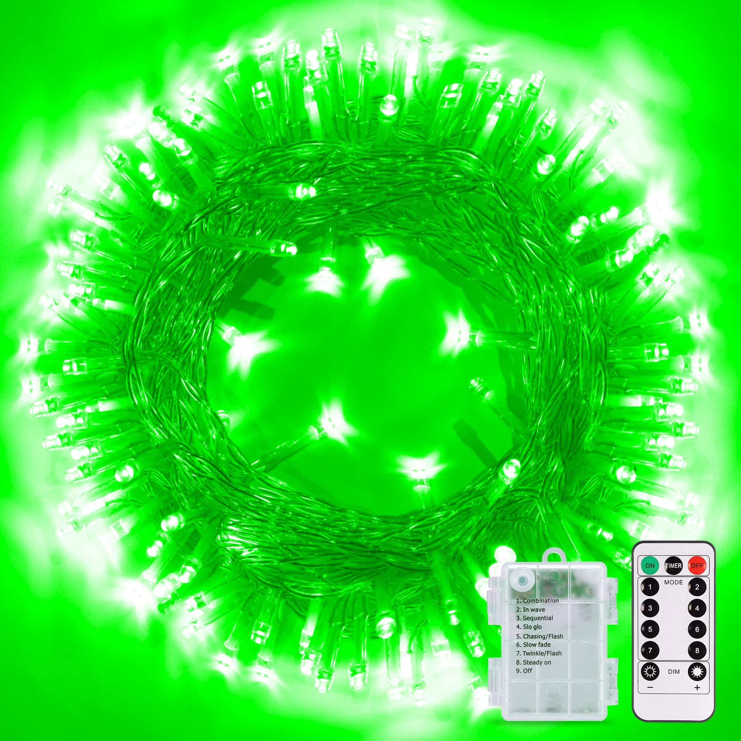 JMEXSUSS Green Battery Operated Halloween Lights, 33ft 100 LED Battery Operated Christmas String Lights, Twinkle Fairy Mini Lights with 8 Modes Remote Indoor Outdoor Waterproof for Halloween Dec.