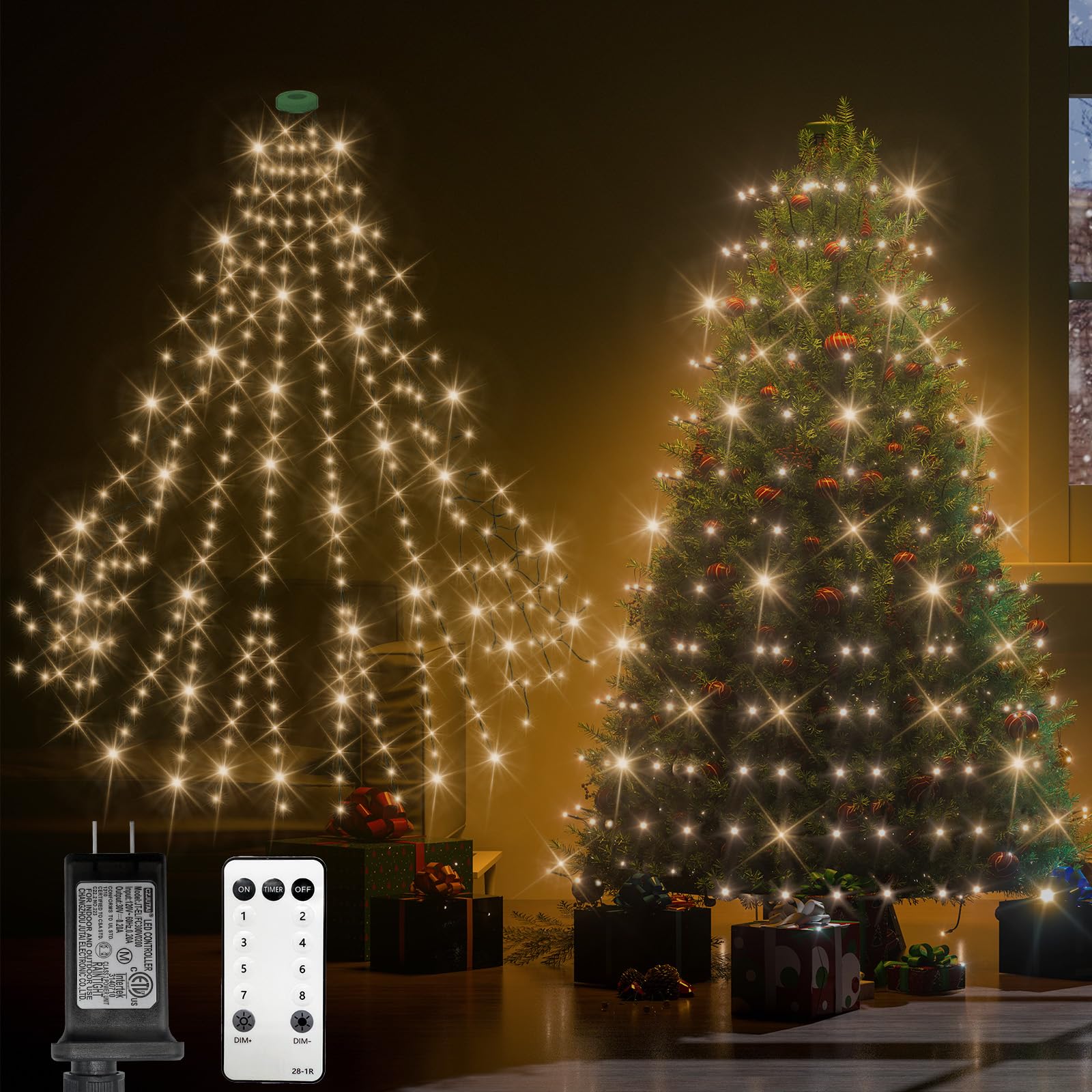 Lurious Christmas Tree Lights 532 LEDs 8.2Ft Warm White Dimmable 8 Modes Timer for 6-8Ft Trees Model SW-LSL-02-410