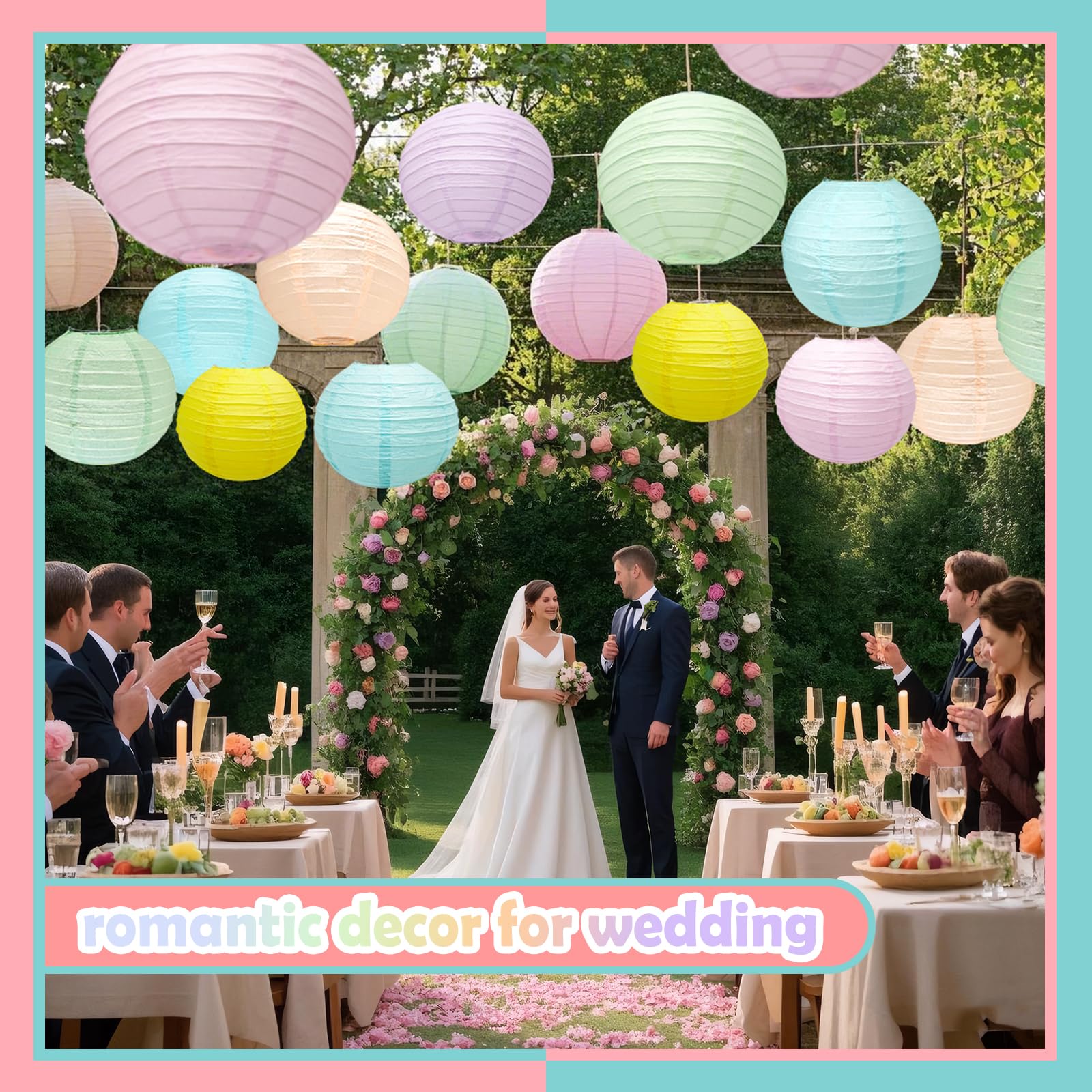 12Pcs 10'' Colorful Pastel Paper Lanterns For Spring, Classroom, Children'S Room, Mother'S Day, Baby Shower, Wedding, Birthday P