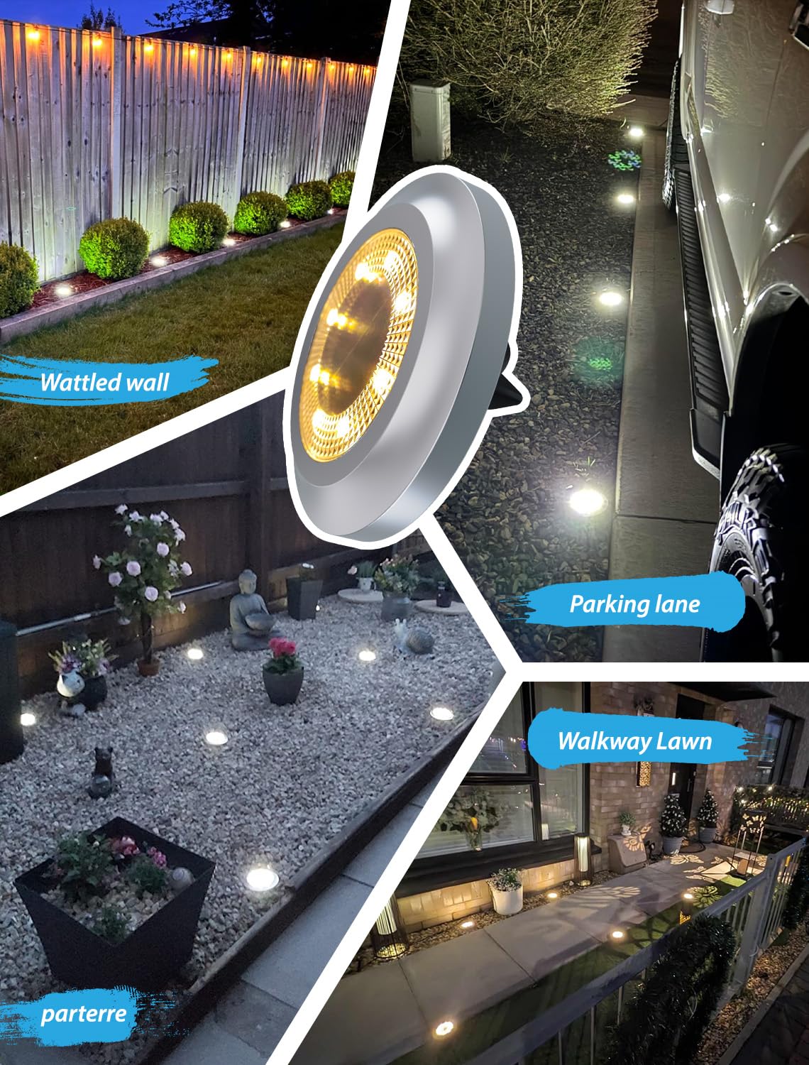 Sennycat Solar Lights Outdoor - 8Pcs Waterproof Led Disk Lights For Landscape Walkway & Lawn