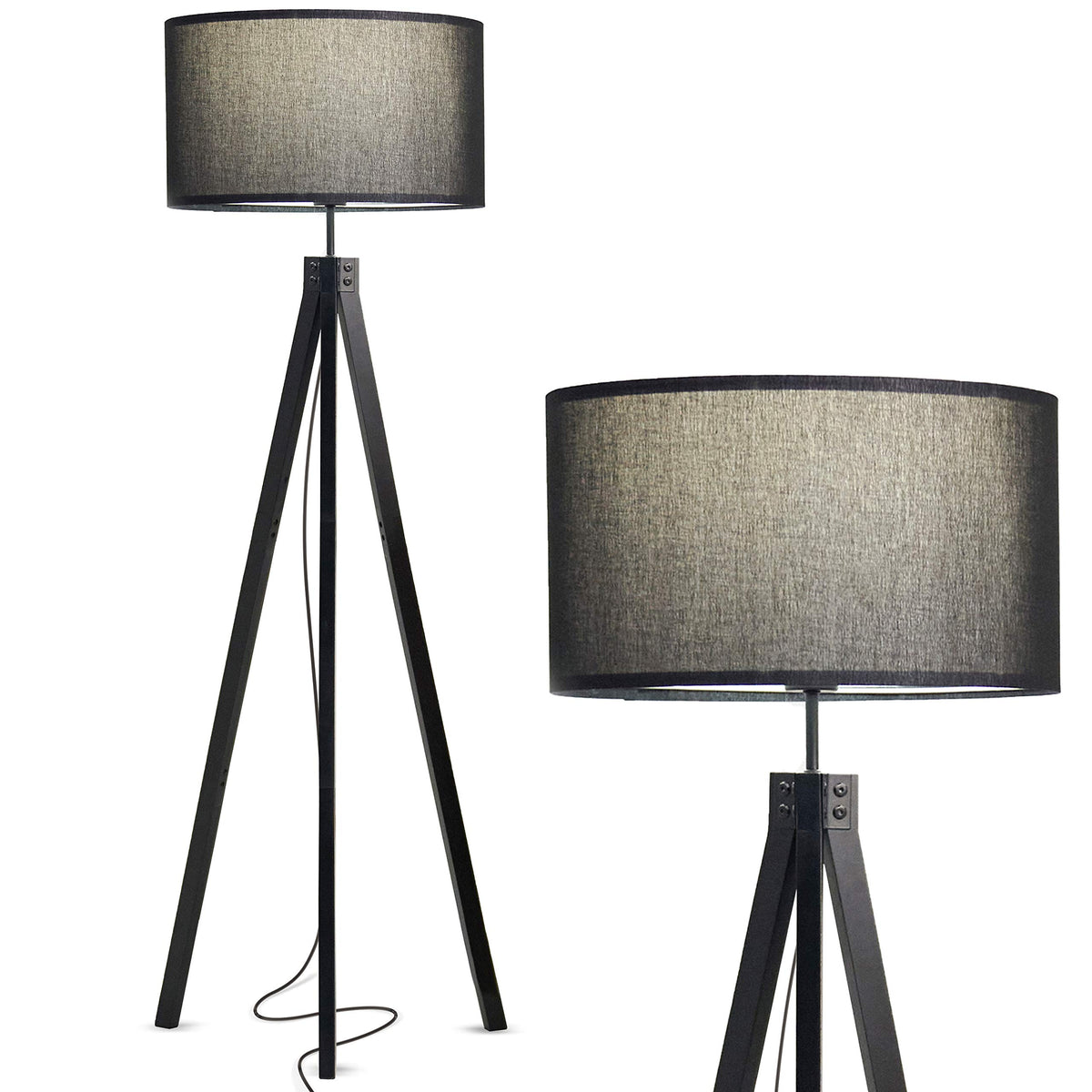 Brightech Eden Tripod Led Floor Lamp - Mid Century Dimmable Modern Light For Contemporary Living Rooms - Tall Free Standing Lamp