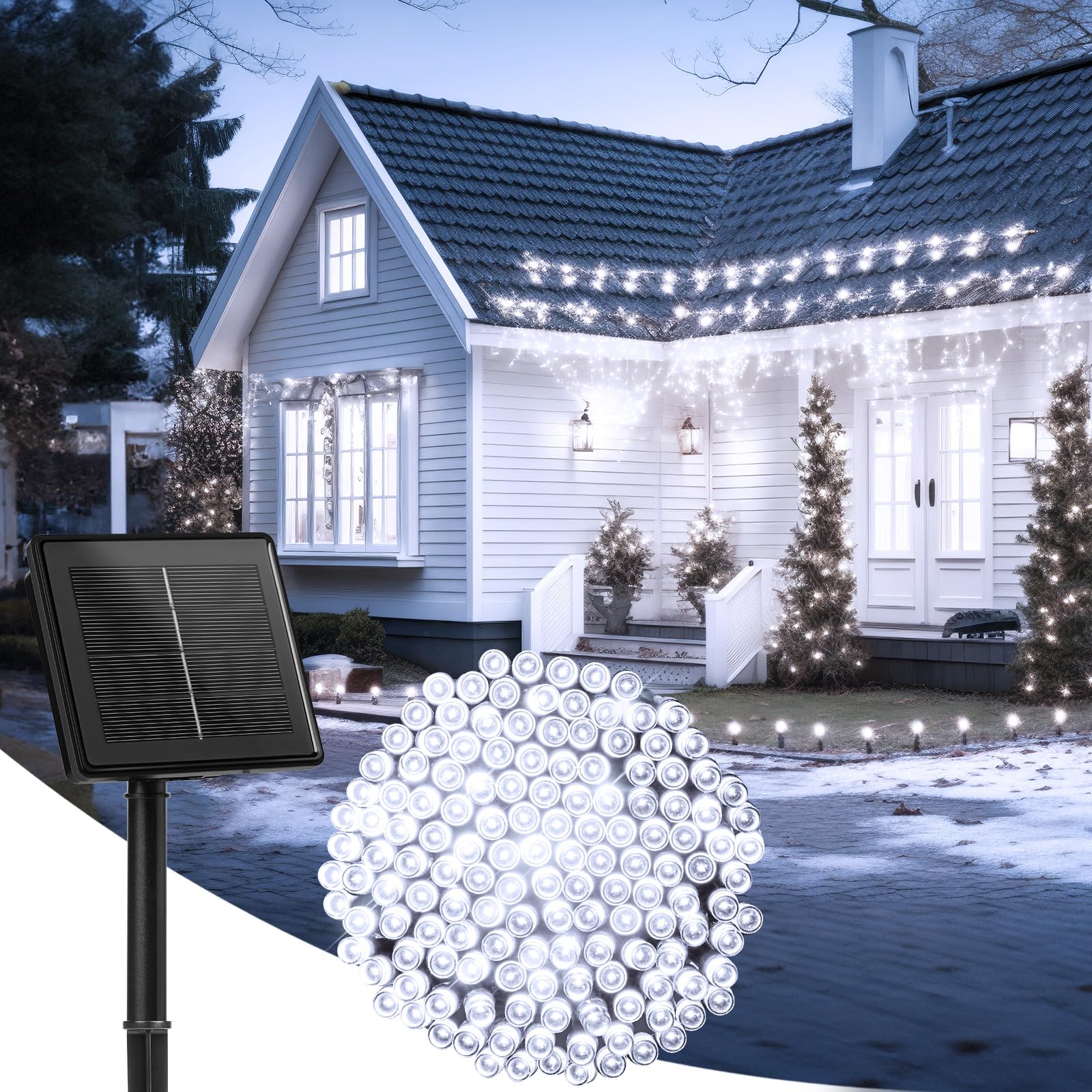Solar Lights Outdoor 85FT 240LED Total IP65 Waterproof Solar Powered Lights with 8 Lighting Modes for Party Garden Yard Home Hol