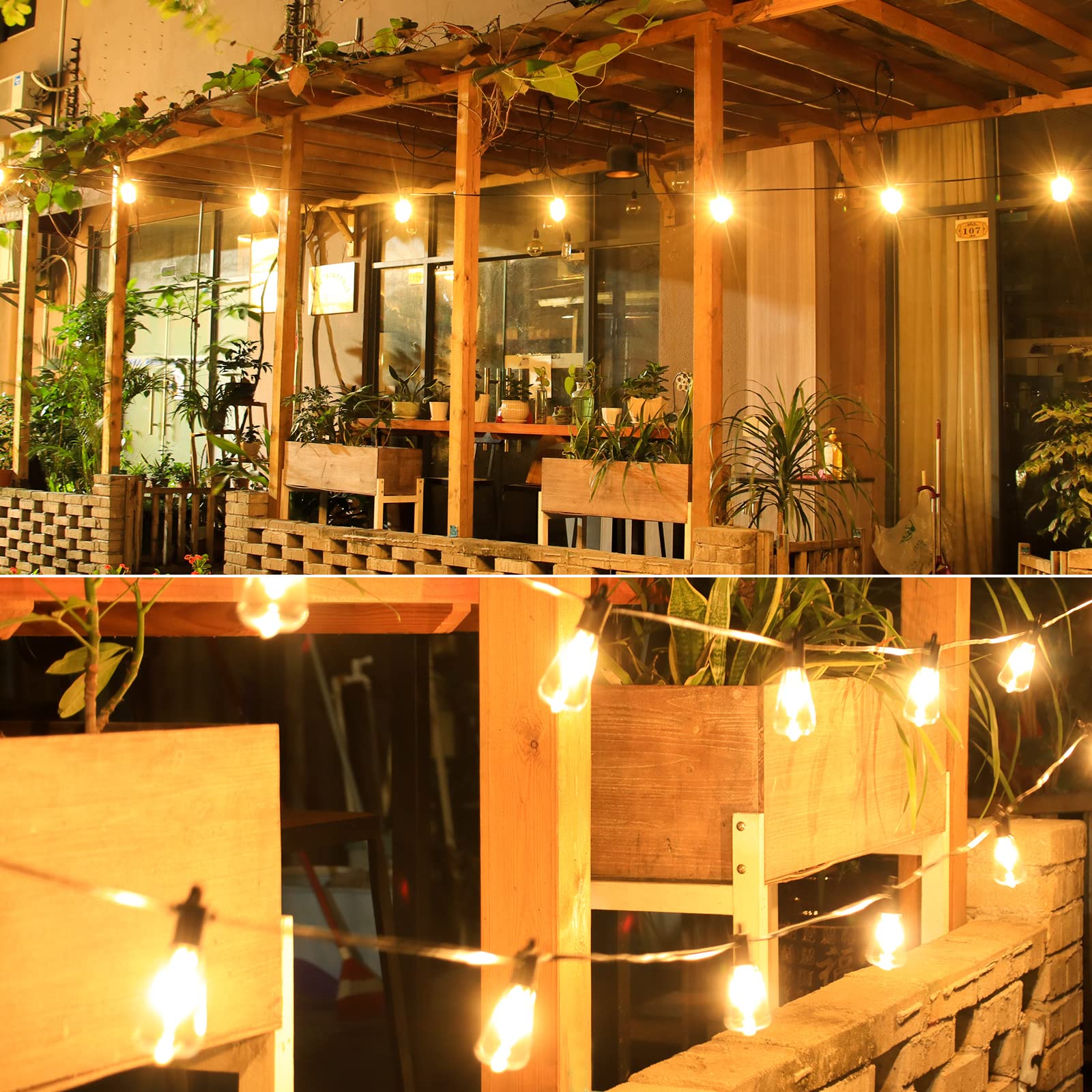 Zuske 100Ft Outdoor String Lights, 50+3 Vintage Edison Bulbs, Ip65 Weatherproof, Shatterproof