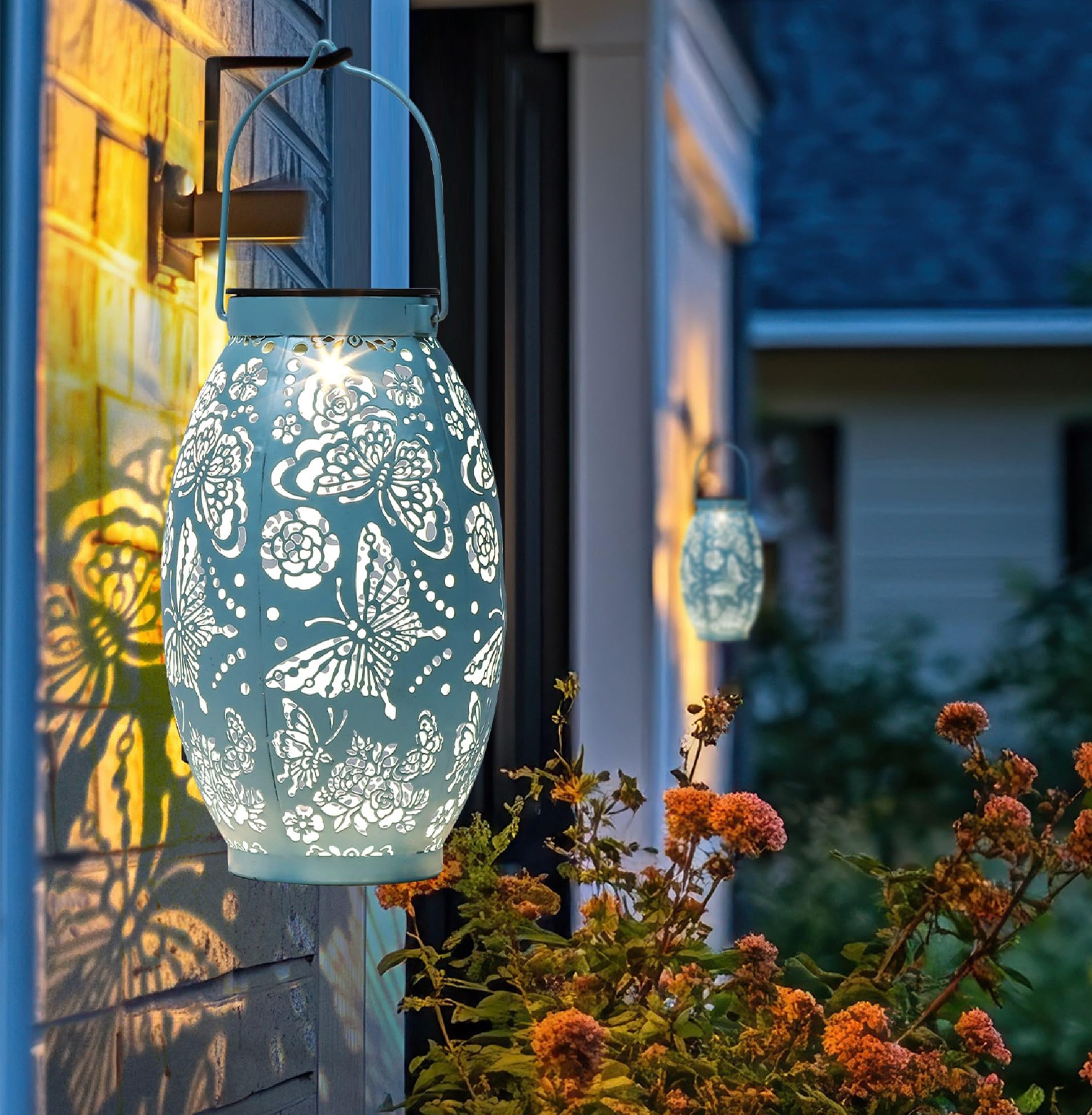 Butterfly Solar Lanterns, Gifts For Women Mom Birthday, Butterfly Decorations For Garden Patio Yard Porch Decor, Hanging Solar Lanterns, Big Metal Butterfly Solar Lights Outdoor Waterproof