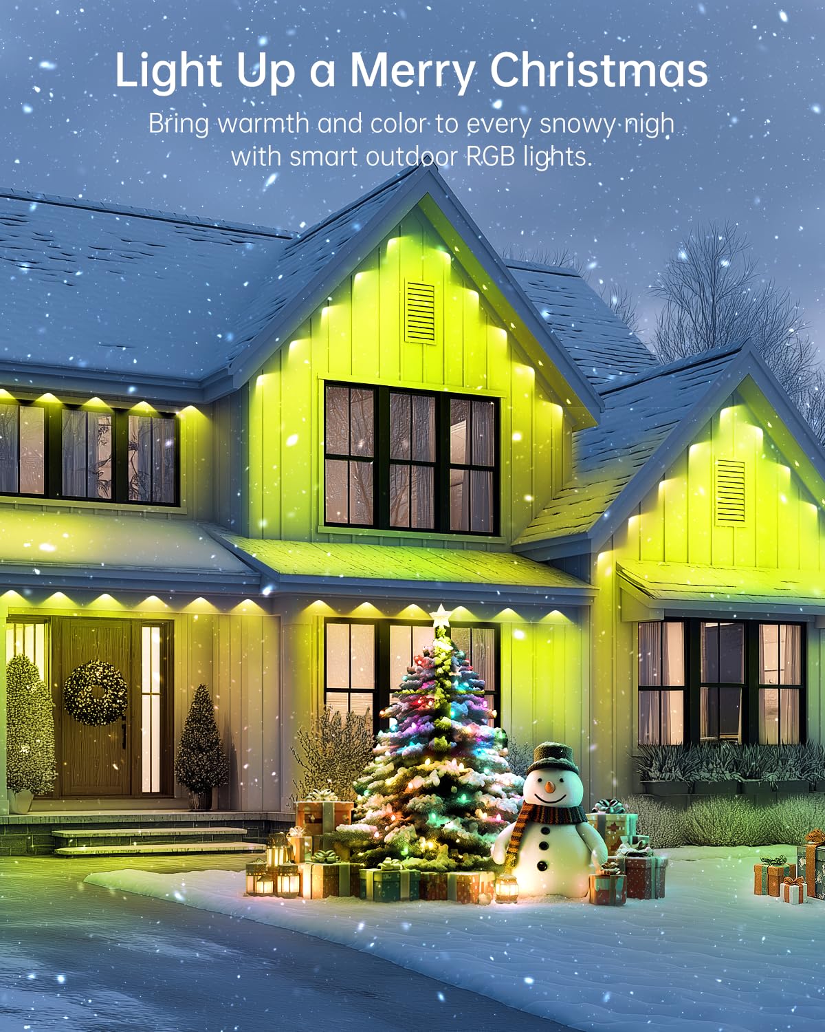 lemonrole 100FT RGB Outdoor Eaves Lights - IP67 Waterproof, App Control, Multicolor LED for Christmas and Daily Use