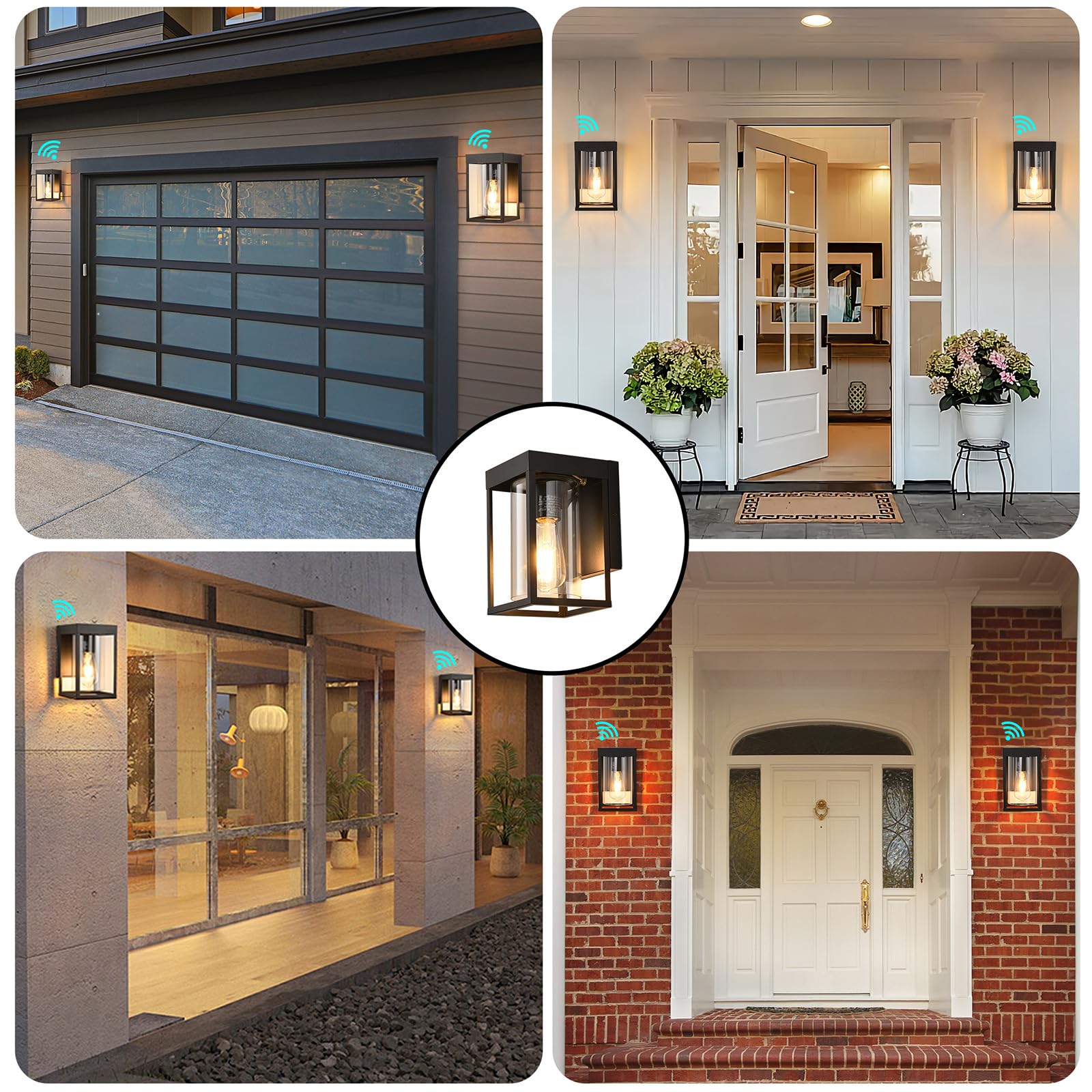Outdoor Wall Lantern, Dusk To Dawn Outdoor Wall Sconce, 2-Pack Exterior Wall Light, Black Front Porch Light With Clear Glass, Sm