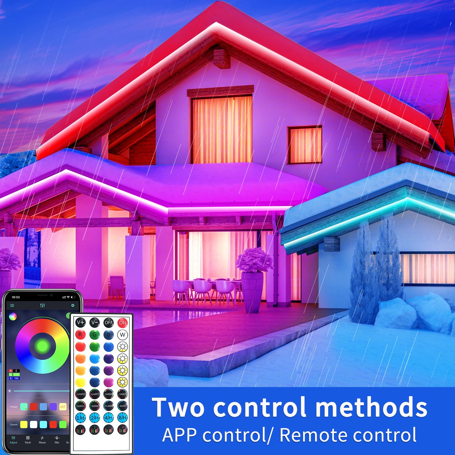 vimeepro LED Strip Lights 200ft IP68 Waterproof RGB with Remote & App Control