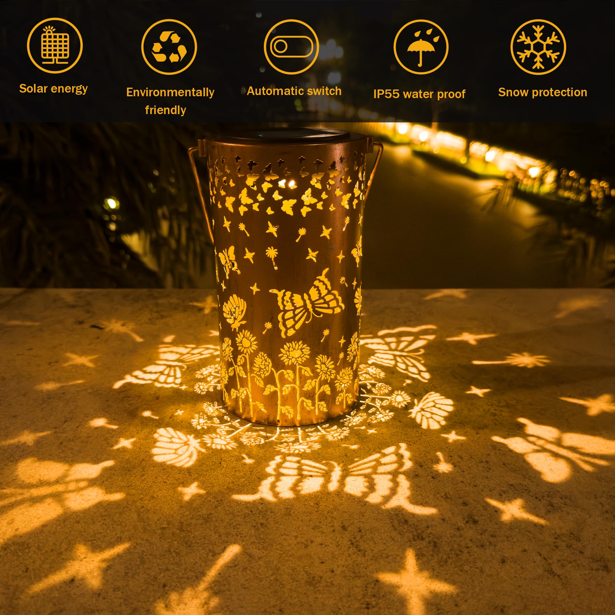 Anytalk Butterfly Solar Lanterns Outdoor Waterproof, Birthday Gifts For Women Mom Grandma, Hanging Solar Lights For Yard, Patio,