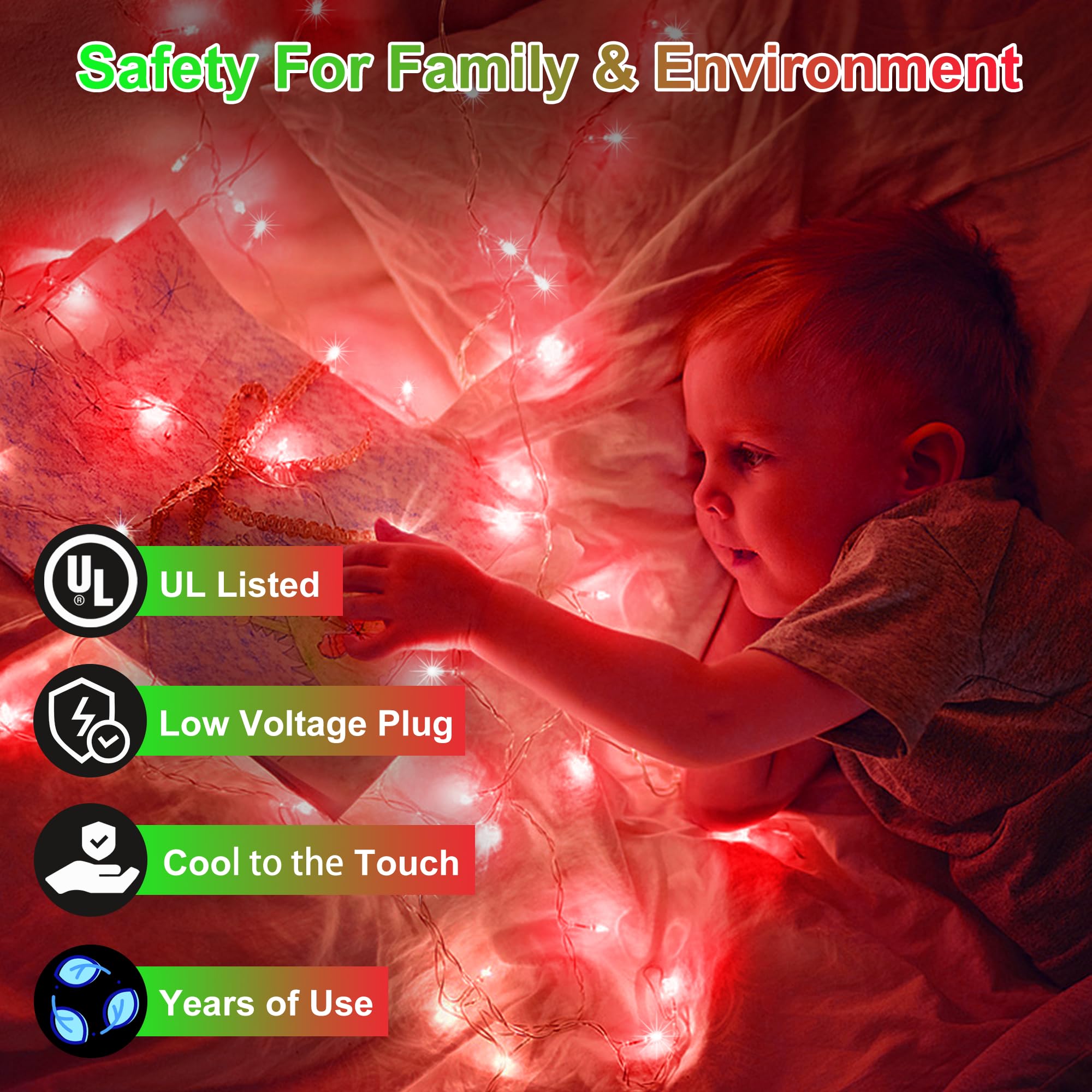 350Led Christmas Lights Indoor Outdoor  90Ft 12 Modes Red Led String Lights With Timer Dimmable  Waterproof Christmas Tree Lights For Xmas Patio Bedroom Yard Fence Balcony Garden Party Decor Red