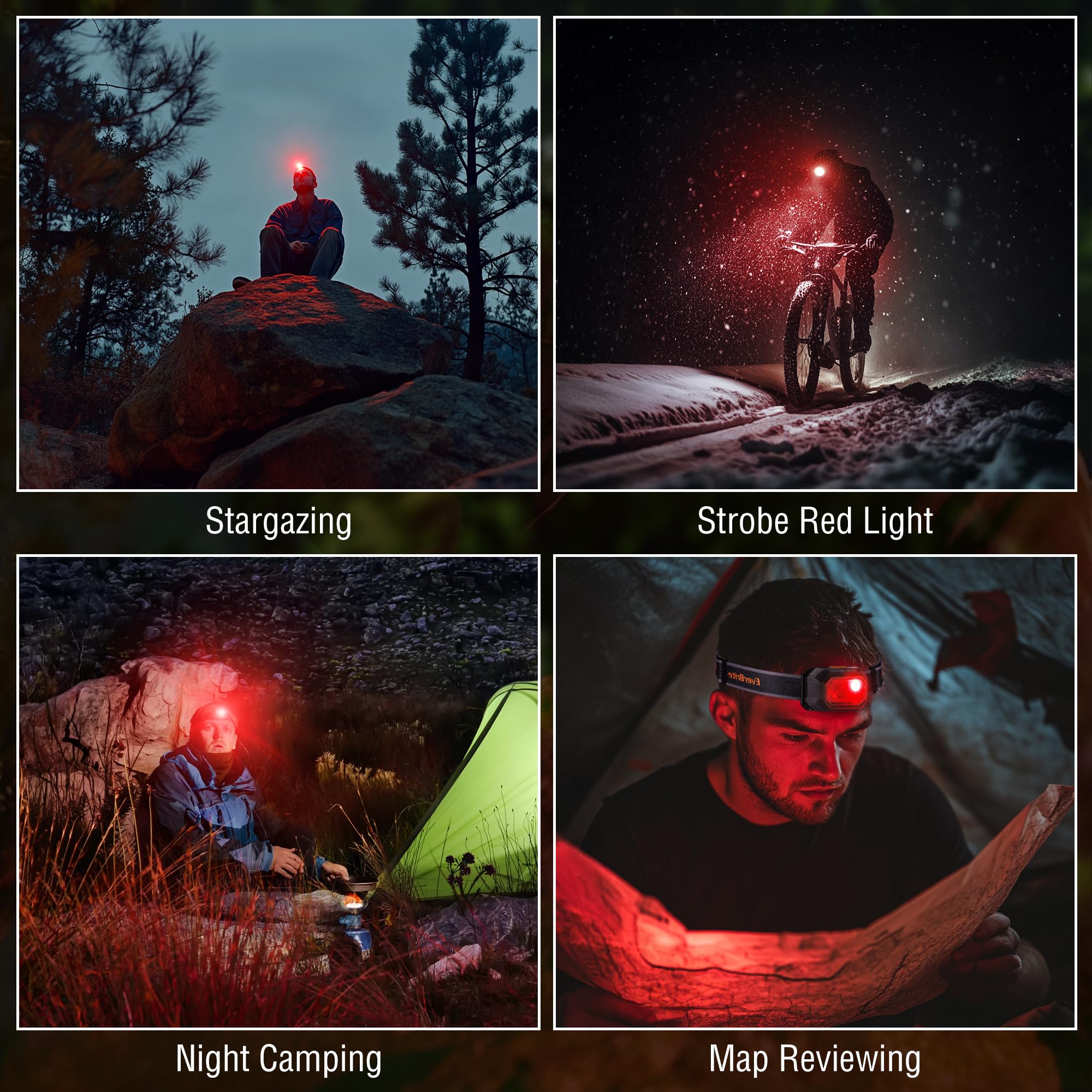 Everbrite Rechargeable Headlamp, 700 Lumens Head Lamp For Adults, 6 Modes With White/Red/Green Light, 60 Adjustable Led Headligh