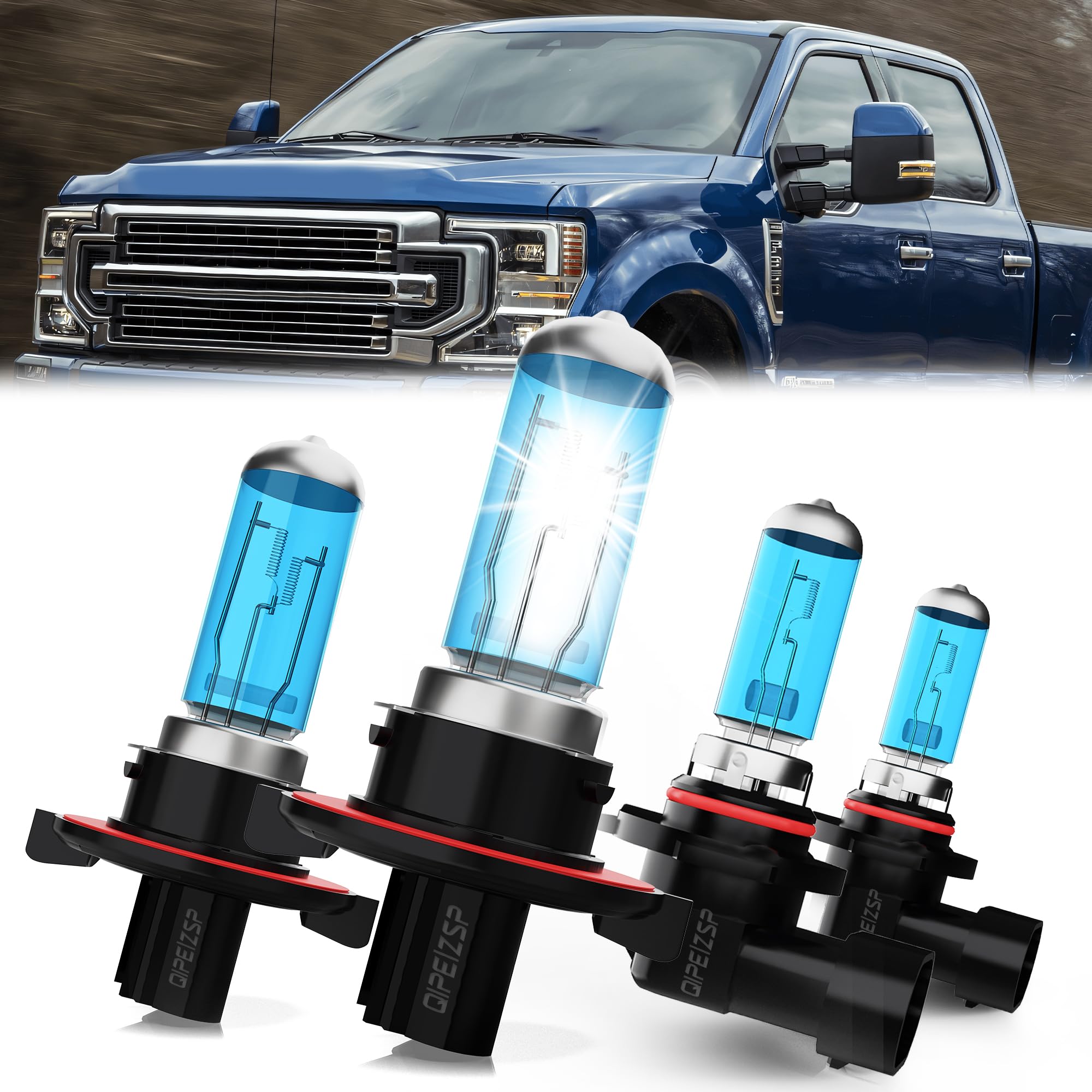 QIPEIZSP compatible with Ford F250 F-350 F-450 F-550 Super Duty 2005-2022 halogen Headlight Bulbs, H13/9008 High Low Beam Headli