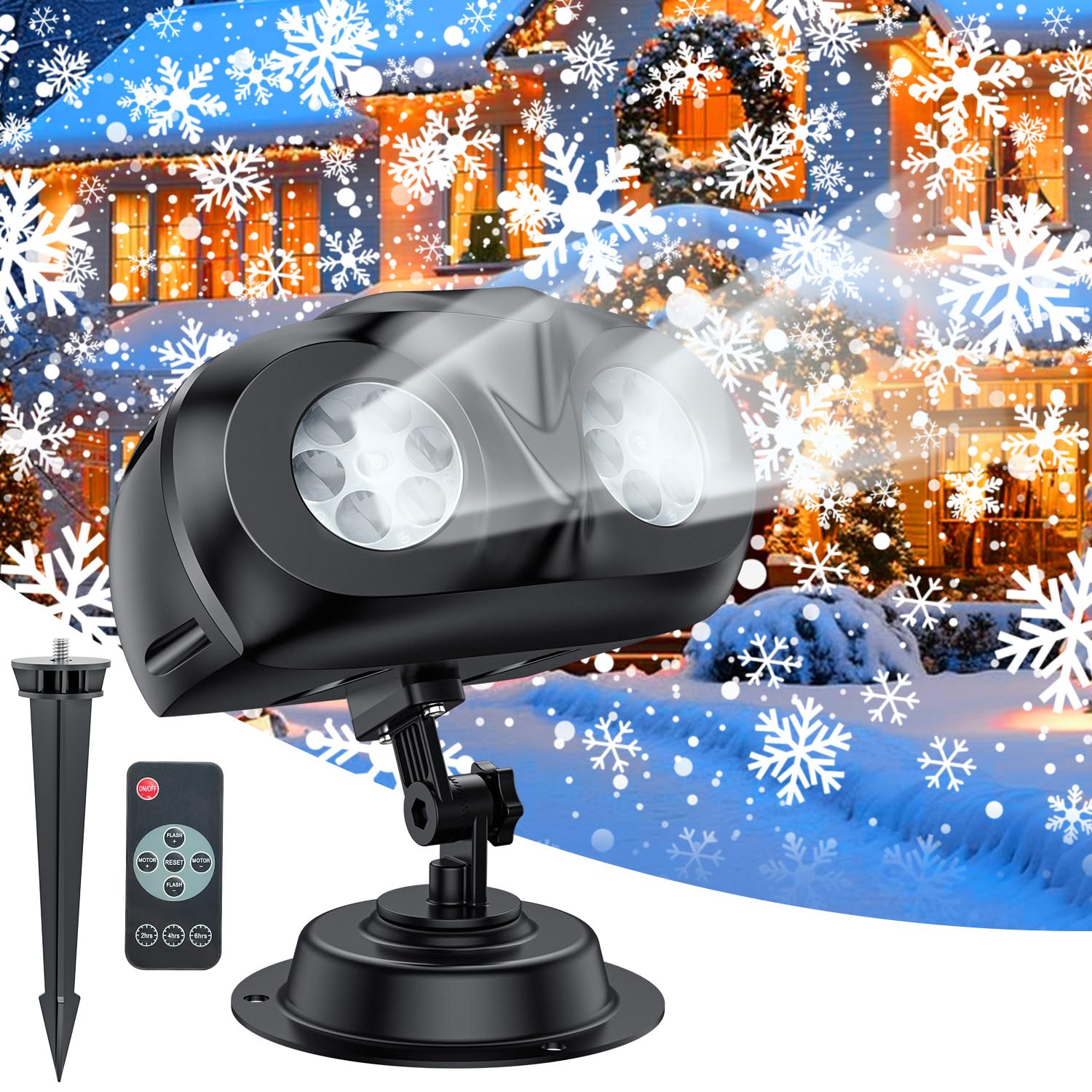 Snowflake Projector Lights Outdoor, IP65 Waterproof Owl Shaped Dynamic Led Christmas Projector Lights Outdoor with Remote Contro