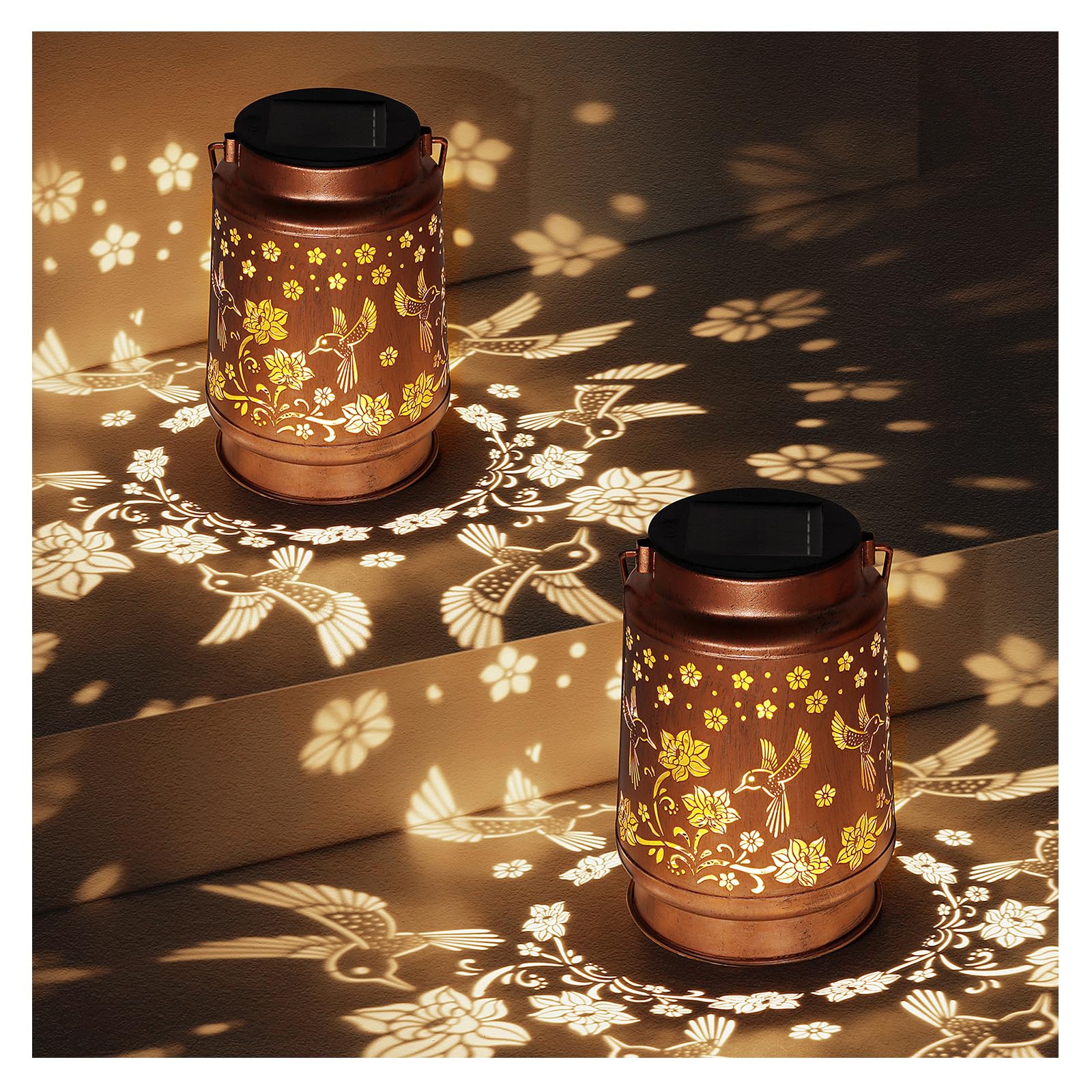 2 Pack Solar Lanterns Outdoor Waterproof Hummingbird Garden Decor Birthday Gifts for Women Mom Grandma Hanging Solar Lights Meta