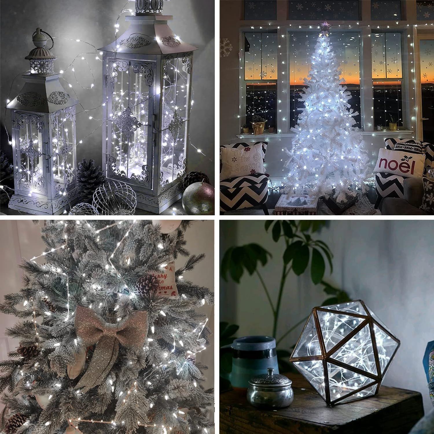 BHCLIGHT 4Pack 80Ft 240LED Battery Operated Fairy Lights, Waterproof Twinkle Lights with Remote, Cool White for Indoor & Outdoor Decor