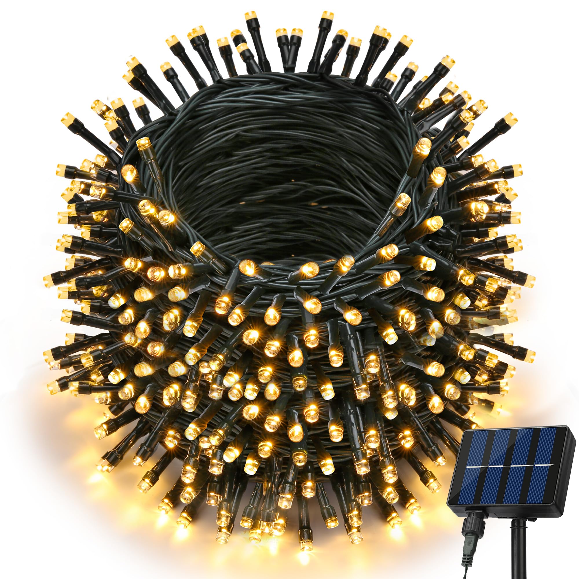 Joomer Solar String Lights, 105ft 300 LED 8 Modes Outdoor String Lights Waterproof Fairy Tree Lights for Garden, Patio, Fence, B