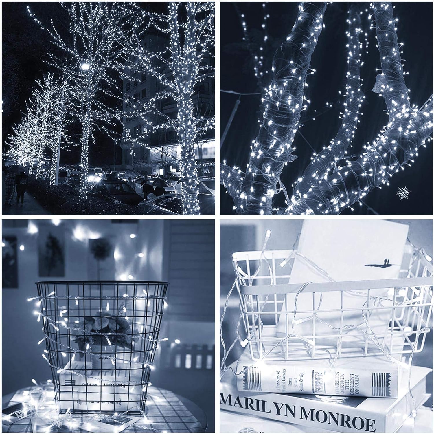 Illuminew 300 Led Outdoor Indoor String Lights, Safety Plug In 8 Modes Christmas Summer Decorations, Twinkle Lights,108 Ft Wire