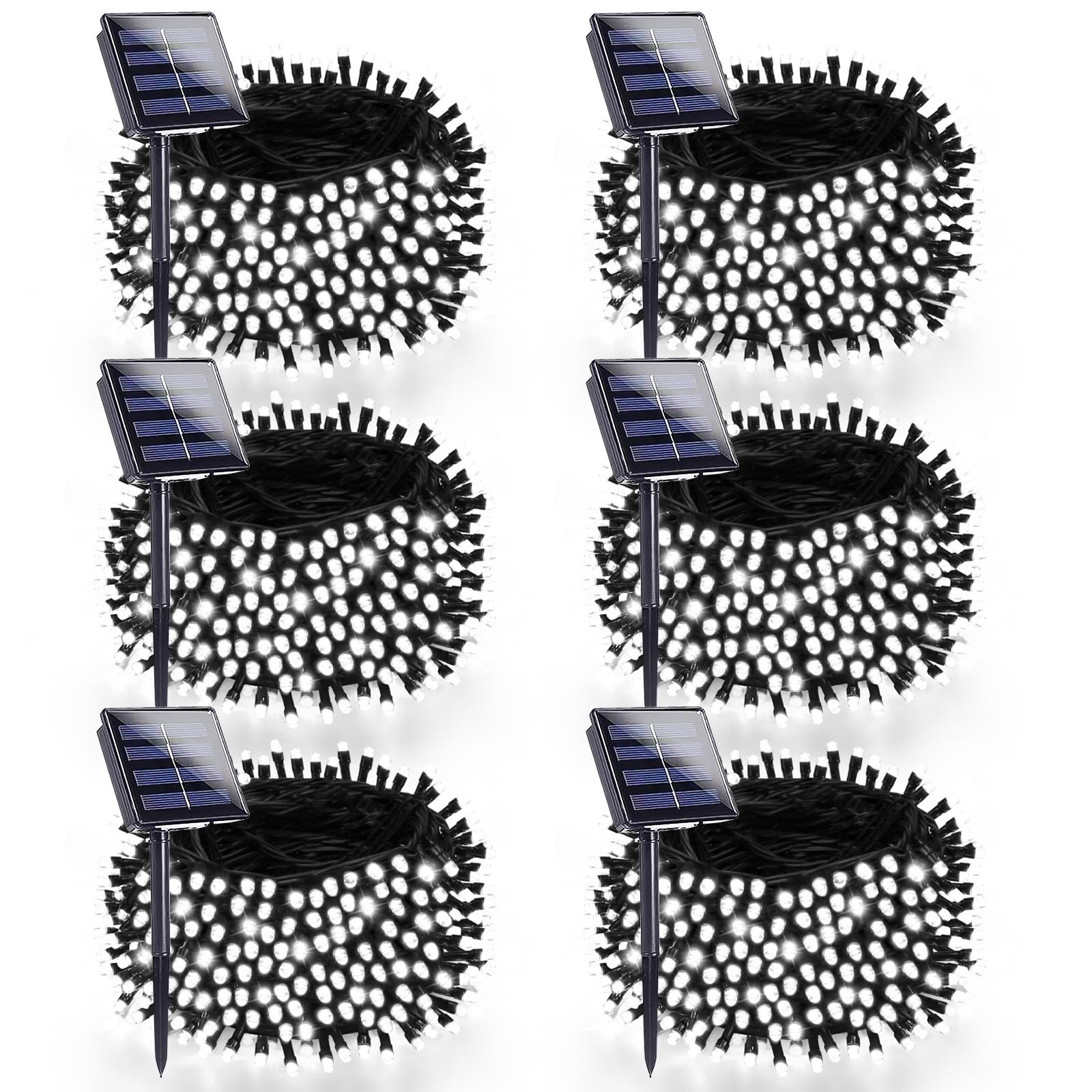 6 Pack 270Ft Solar Christmas Lights Outdoor Waterproof  Super Bright 480 Led Solar String Lights With 8 Lighting Modes  Green Wire Twinkle Tree Light For Outside Xmas Party Decor (Cool White)