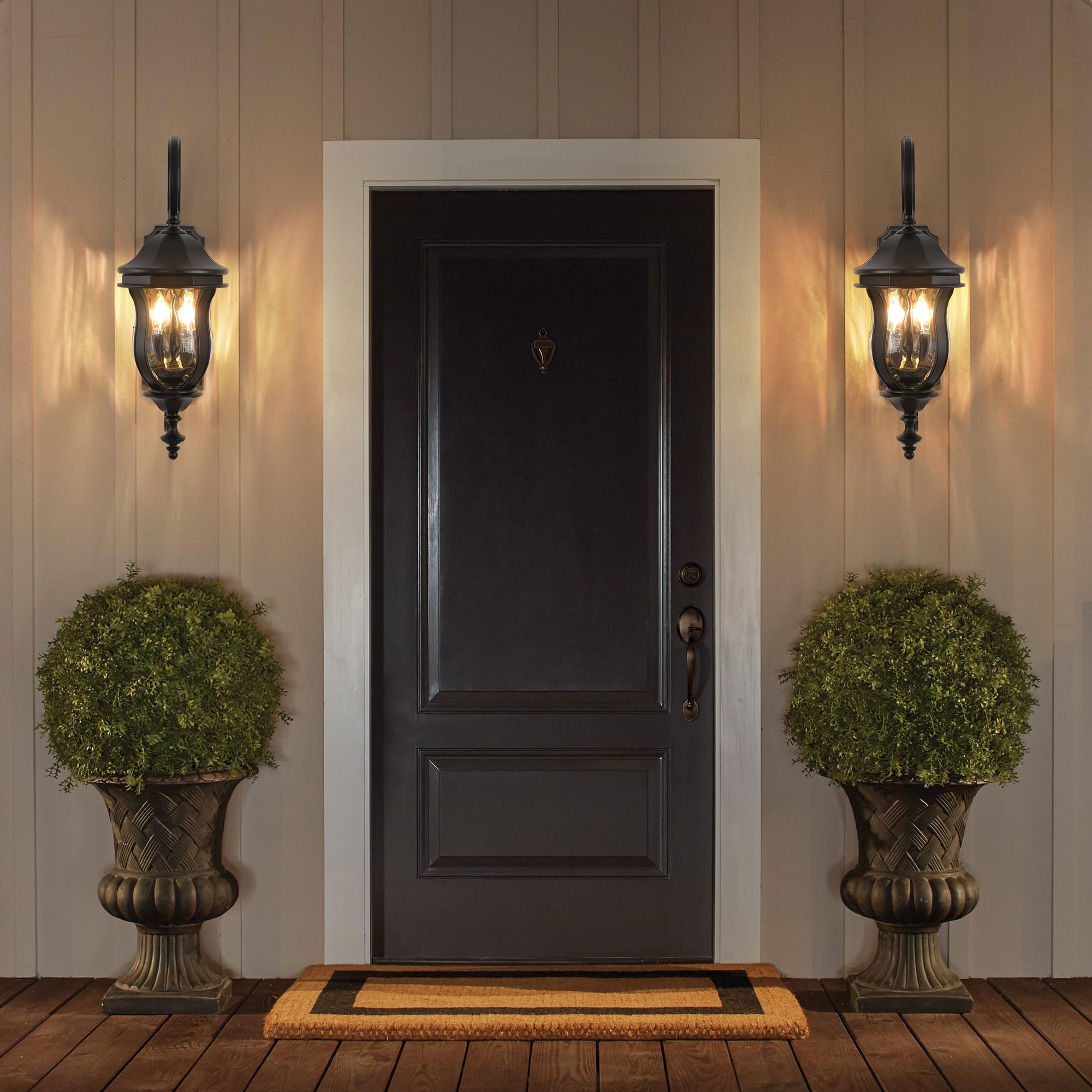 Smeike Outdoor Wall Sconces - Black Aluminum Exterior Lantern, 22.8" H, Waterproof Lighting for Patio & Garage