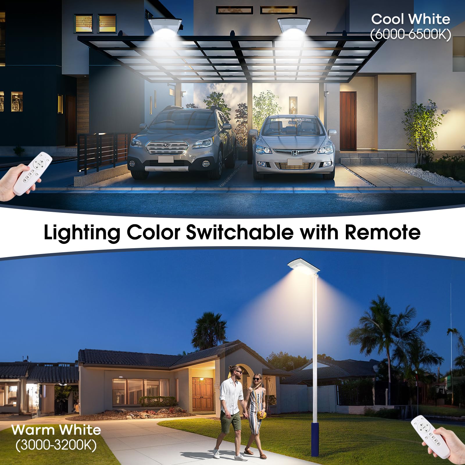 Sunbonar Solar Street Lights With Motion Sensor, Dimmable Cool & Warm White, Remote Control