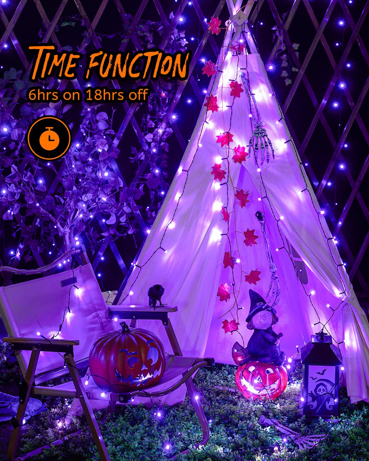 Minetom 196Ft Purple Halloween Lights, 600 Led Halloween Fairy String Lights With 8 Modes Remote, Waterproof Plug In Purple Hanging Twinkle Lights For Party Garden Bedroom Halloween Decorations