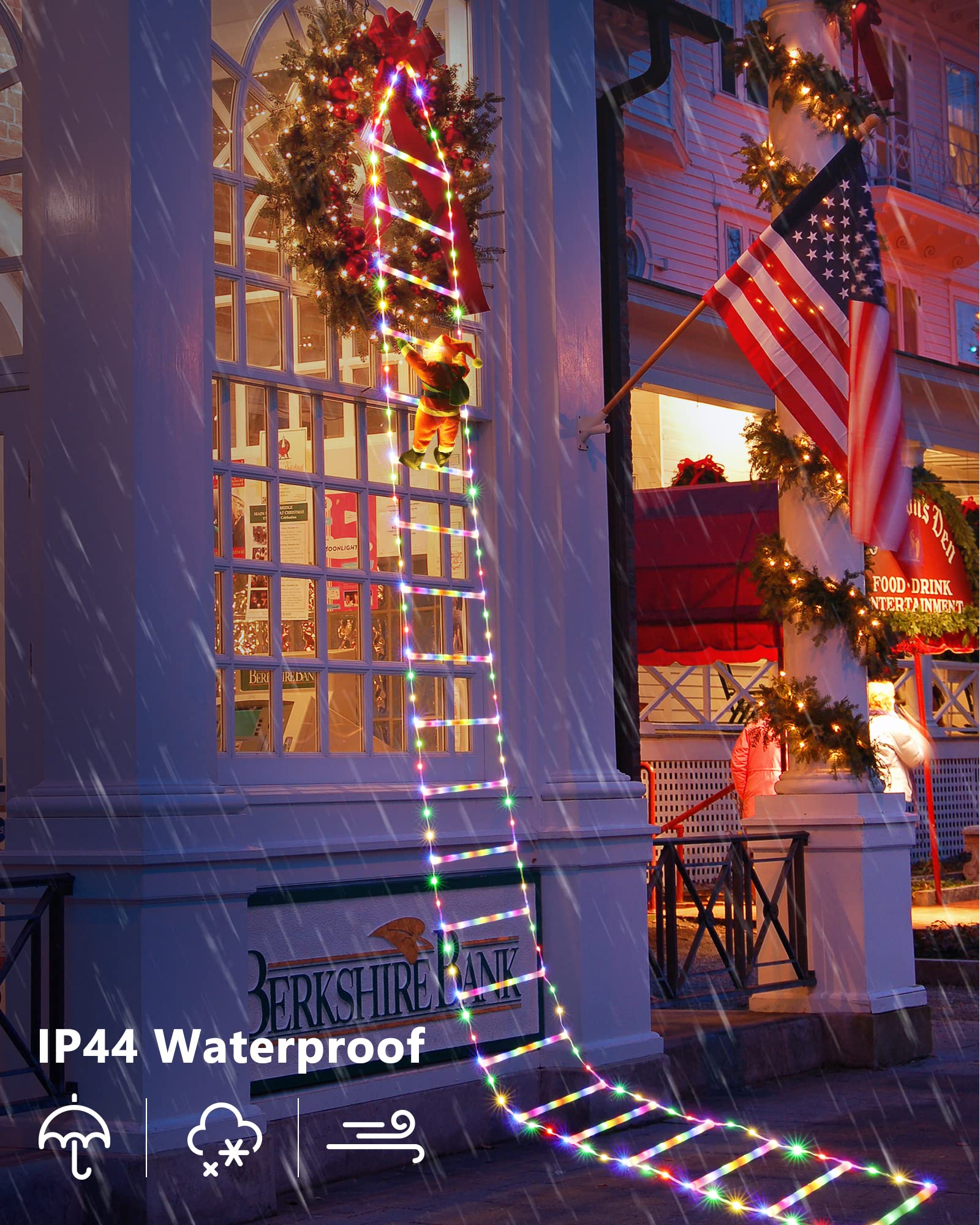 Joedoes LED Ladder Lights with Climbing Santa, 10ft Multicolor Christmas Decor, Indoor Use, Model LED08230338