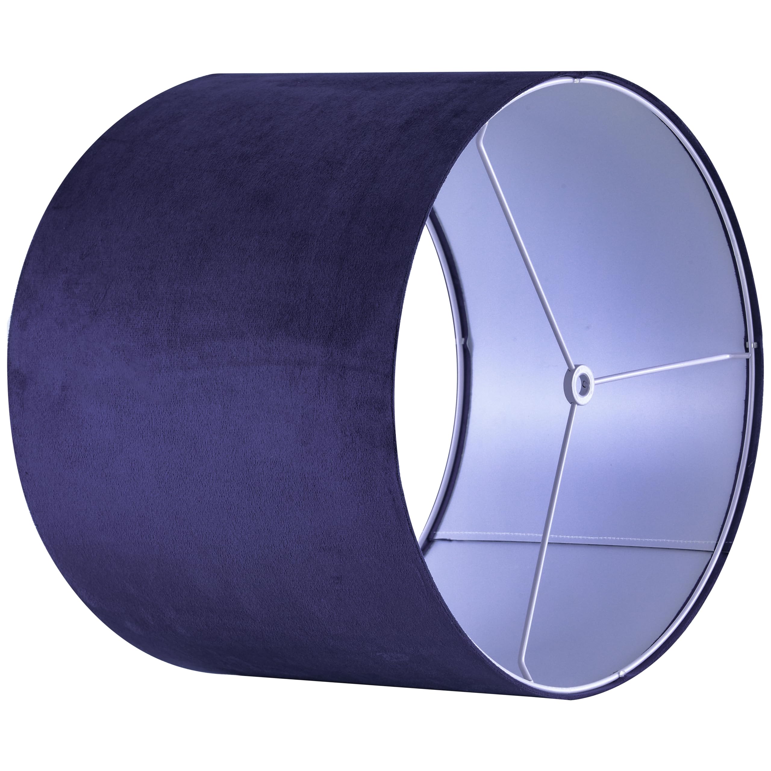 Go&So Dark Blue Velvet Drum Lamp Shade Set Of 2 Medium 13'' Top X 13'' Bottom X 10'' High(Spider) Modern Lamp Shades For Table L