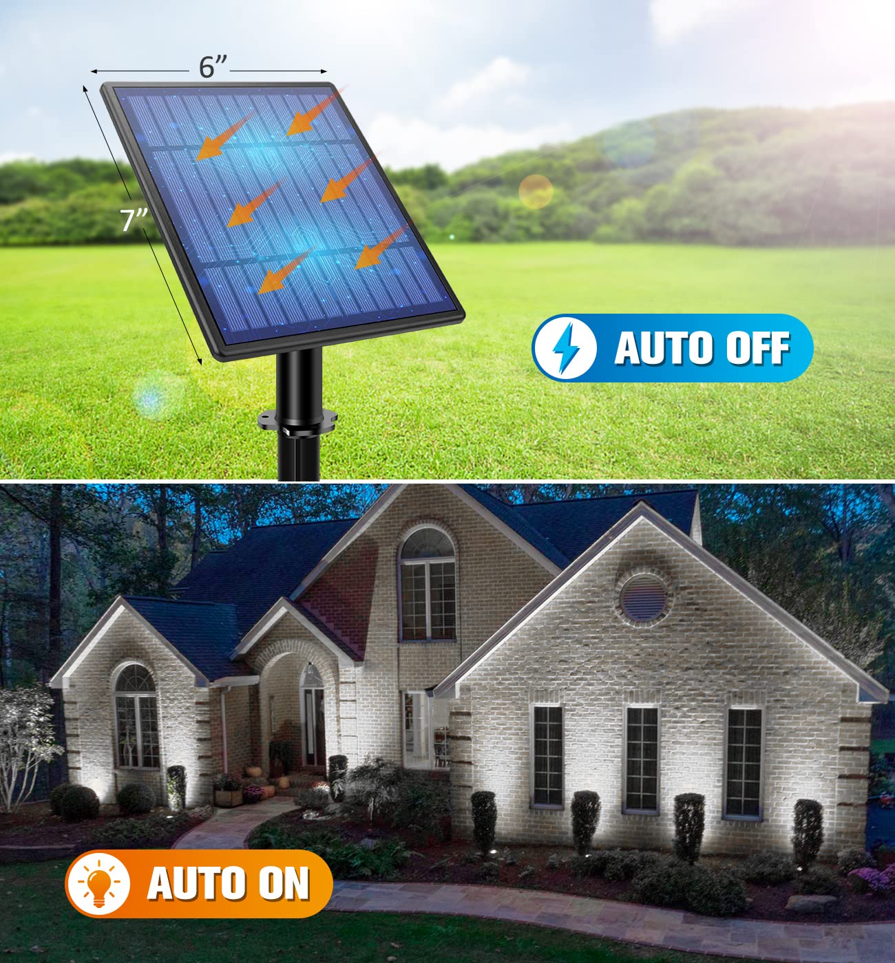 APONUO Solar Spotlights - Low Voltage Outdoor Lights, IP65 Waterproof, 4 Cool White, 4-in-1, 9.8ft Cable, Aluminum, White