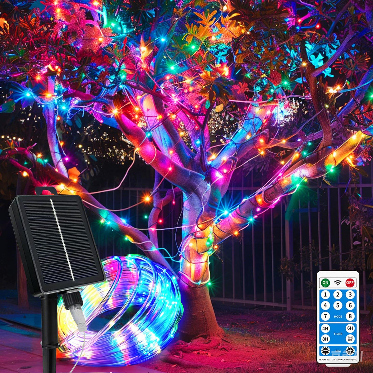 Solar Rope Lights Waterproof Ip65 39Ft 100Leds 4 Pack Outdoor Led Outdoor Remote-Control Lights For Party Garden Yard Home Weddi