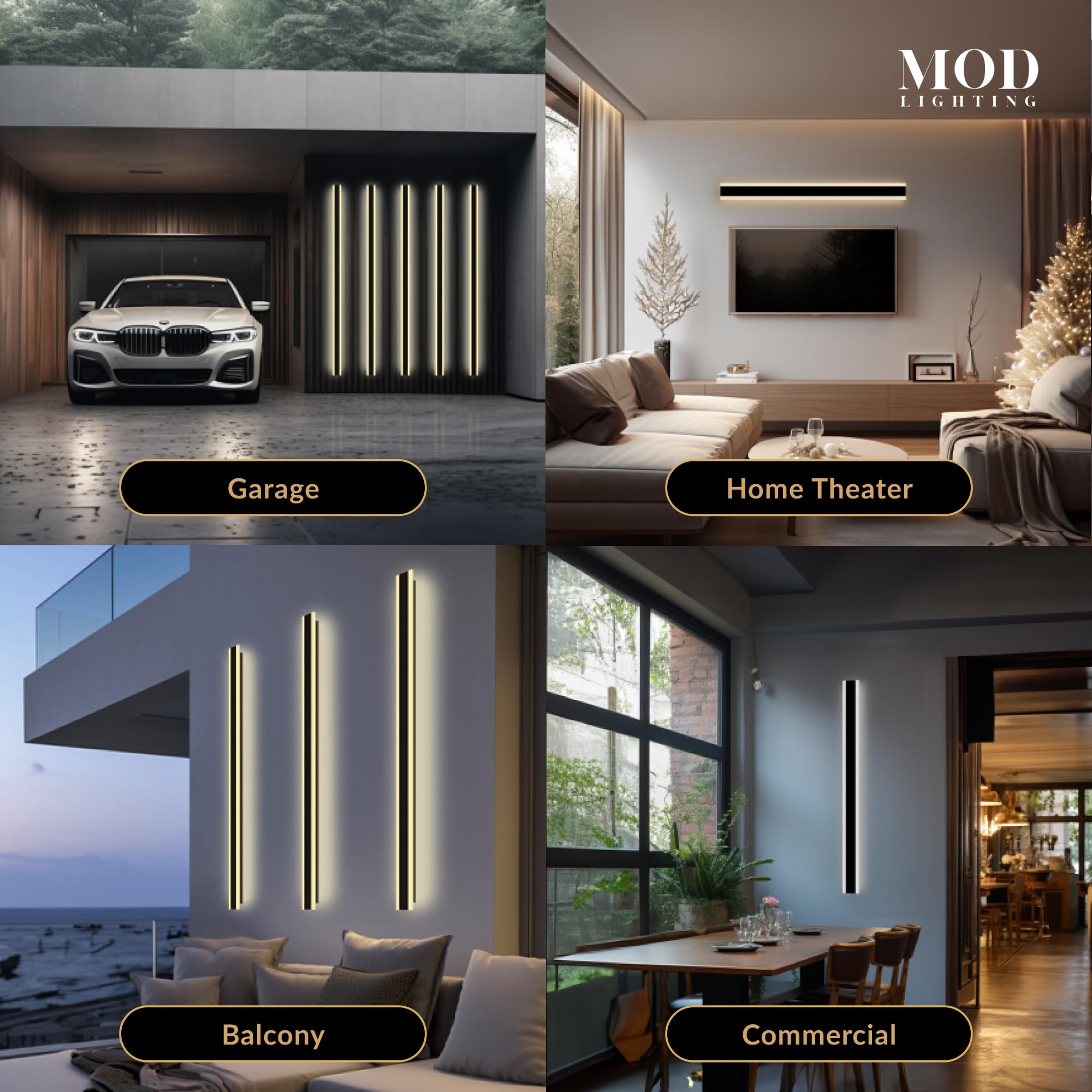 ?????? ???????????????? Haylen | Waterproof Outdoor Wall Light, Led Dimmable With Remote 3000K-6000K, Long Outdoor Porch Lights, Wired Lighting Fixture, Patio Exterior Wall Sconce, 1-Pack (Black, 67")