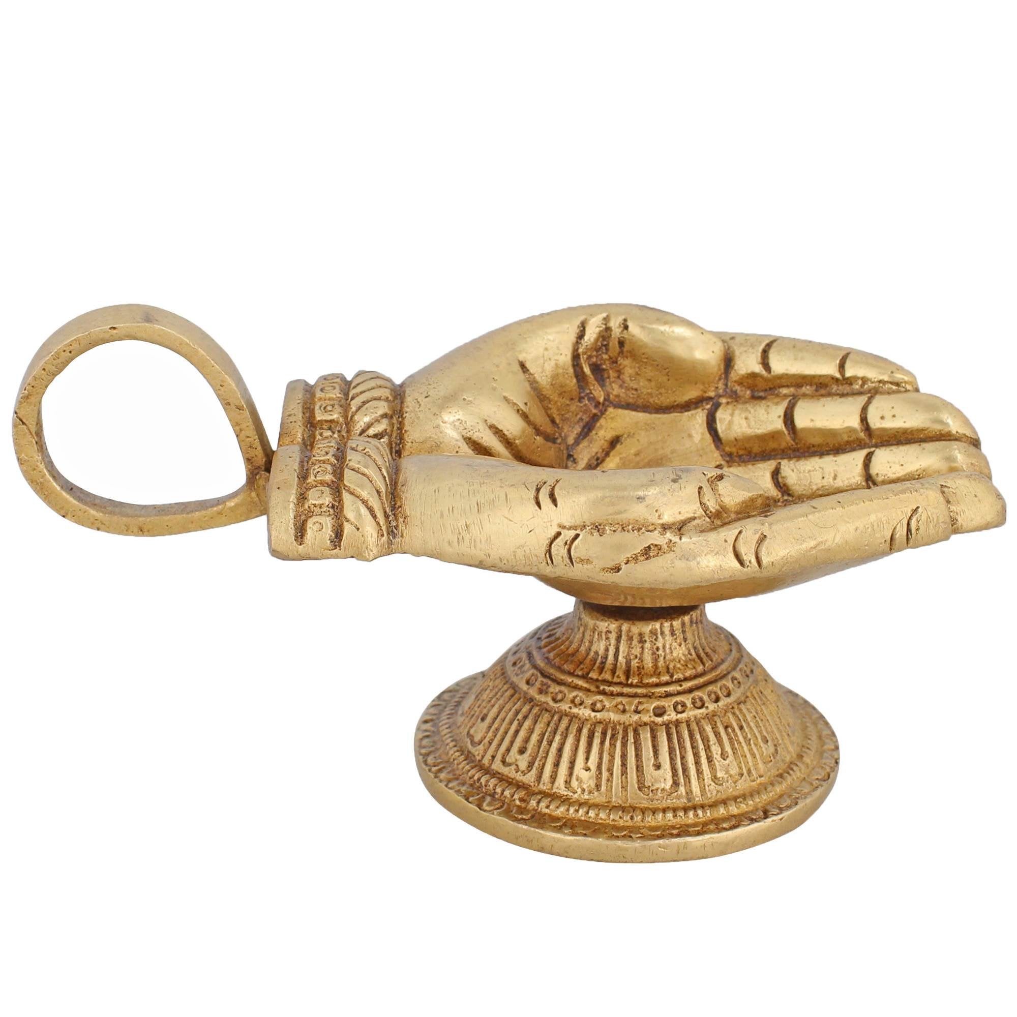 ShalinIndia VZM206 Oil Lamp Indian Diya Hindu Pooja Temple, Golden