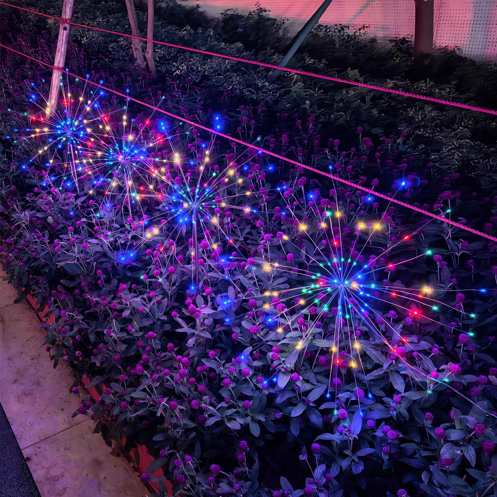 JAMISAY Solar Garden Firework Lights Outdoor  4 Pack 360 LED 8 Lighting Modes Waterproof Landscape Decorative Sparklers Twinkling Starburst Lights for Yard Pathway Walkway Christmas  Colorful