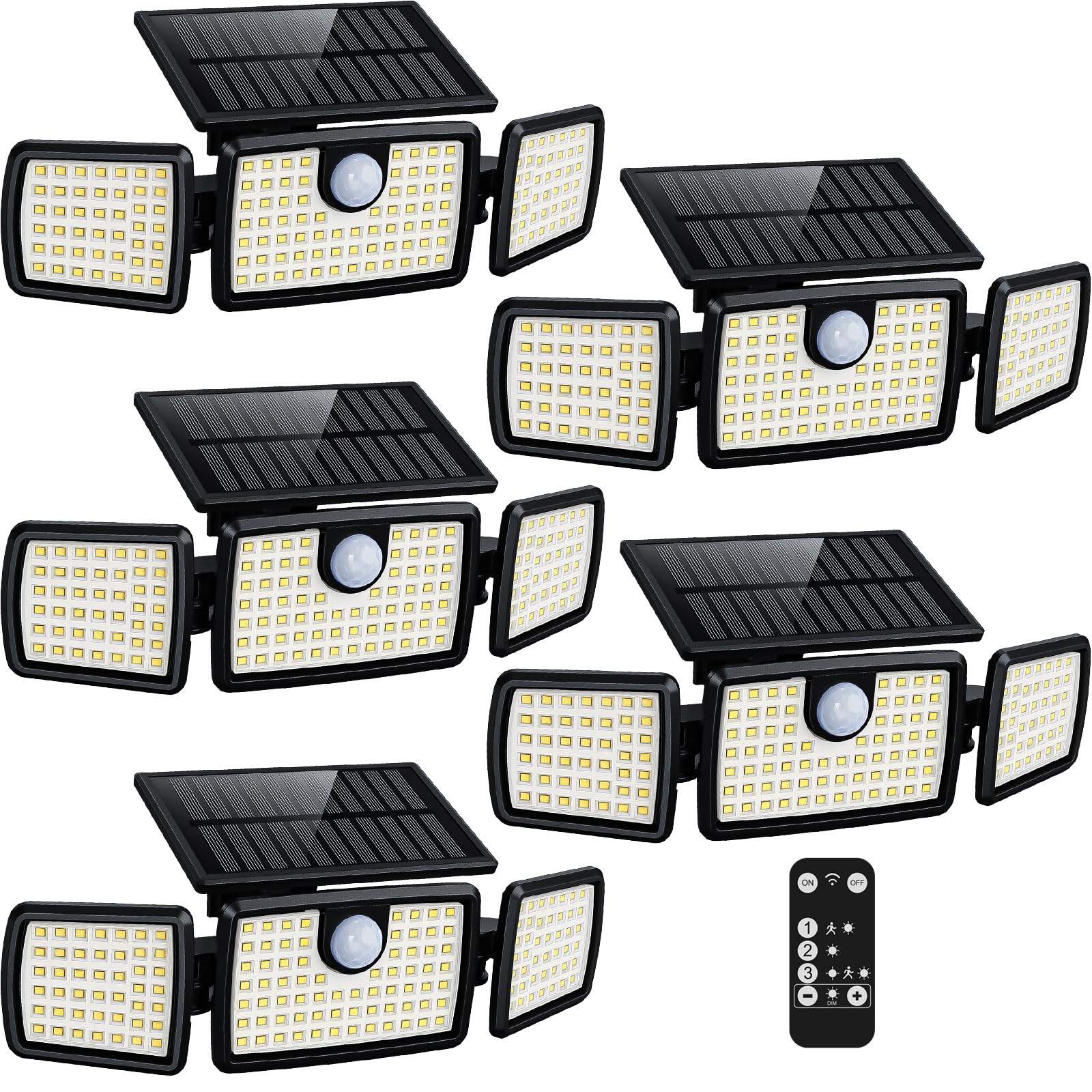 MIHANI Solar Lights Outdoor  Quick Charge Solar Motion Deck Lights Outdoor for Deck with High Brightness  Larger Built-in Tempered Glass Panel  Sensitive PIR Motion Inductor (Remote 5 Pack)