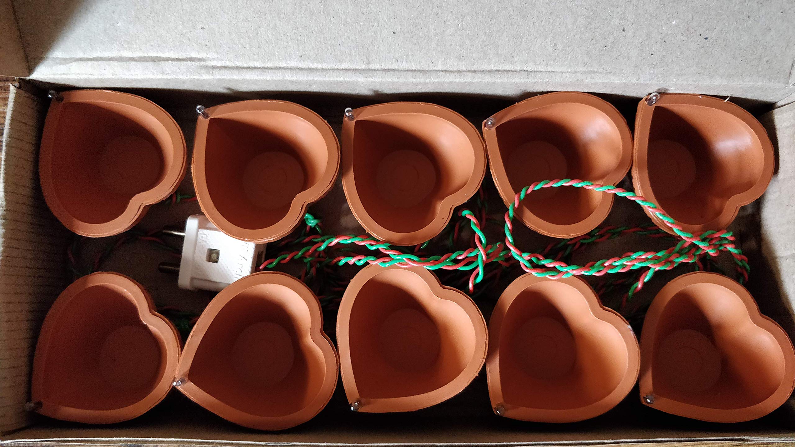 Plastic Electric Diya Series of 10 Diyas with Self Adhesive Tape at the Base