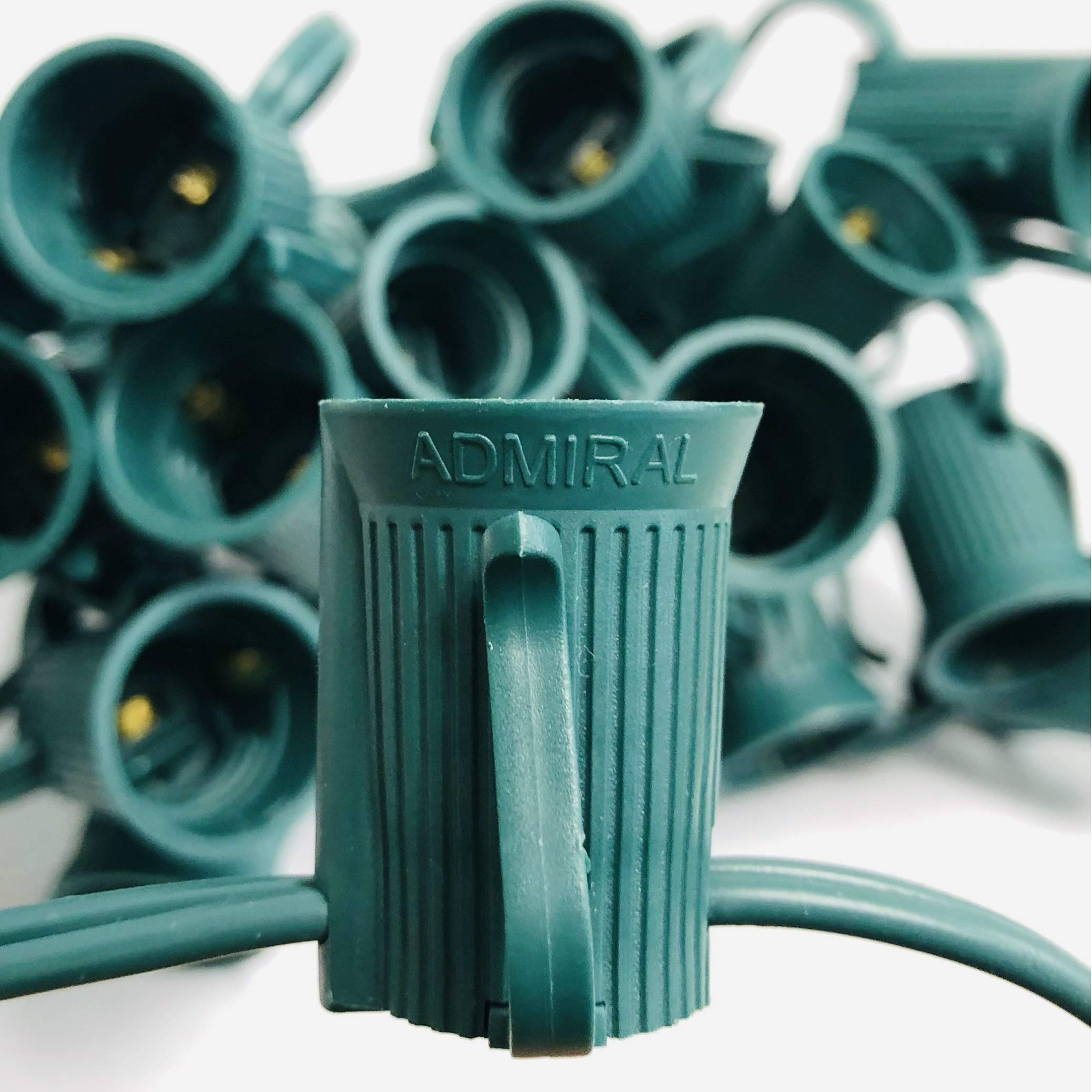 Hlo Lighting C9 Light Strings | 50 Green Cord With 12 Socket Spacing  E17 Light Stringer For C9 Christmas Lights