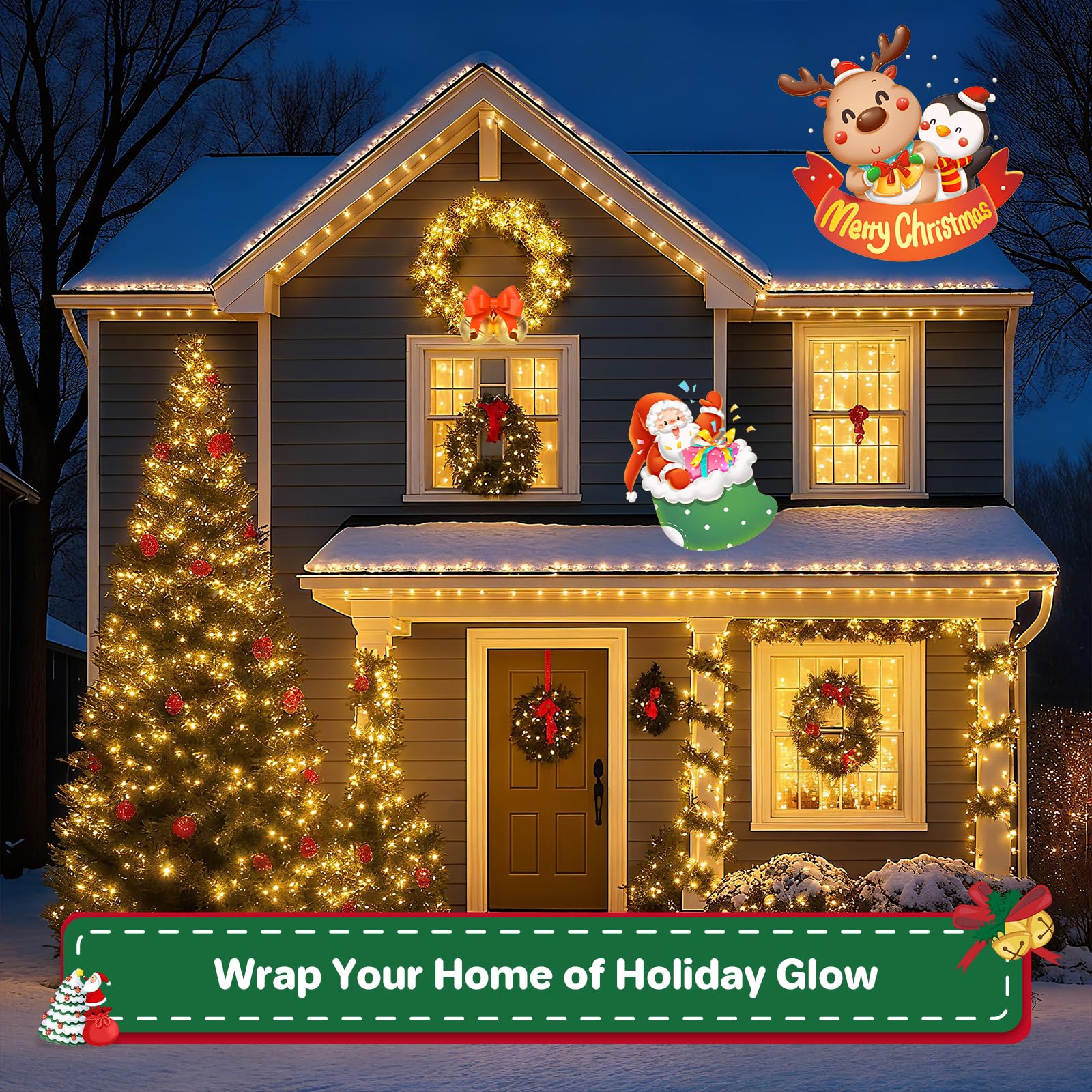 TGXCF 25FT 150LED Christmas Lights, Battery-Powered, Warm White, Cluster Lights with Timer & 8 Modes, Model F3-100LED