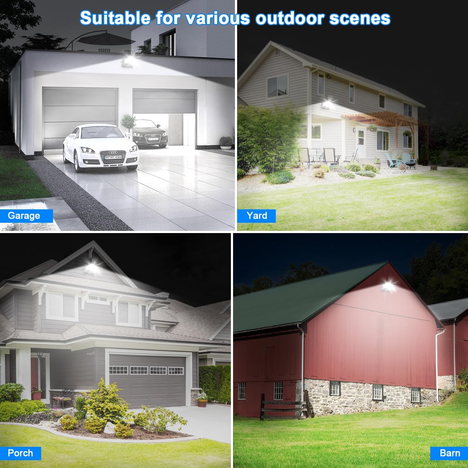 ledmo 150W LED Flood Lights, 360° Rotatable, Waterproof, Black, 4 Pack, Model EZ1377D