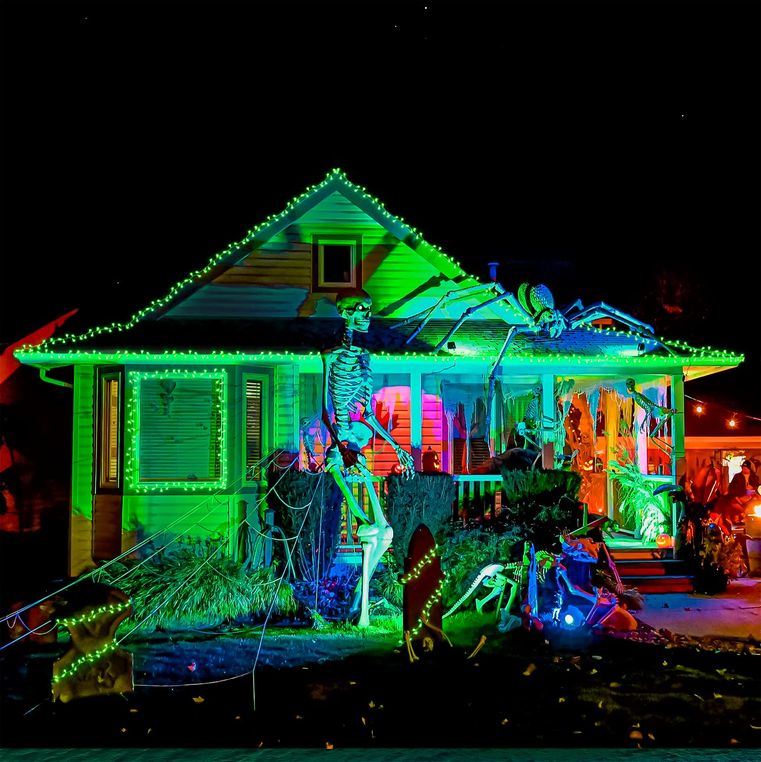 Jmexsuss Green Battery Operated Halloween Lights, 33Ft 100 Led Battery Operated Christmas String Lights, Twinkle Fairy Mini Lights With 8 Modes Remote Indoor Outdoor Waterproof For Halloween Dec.