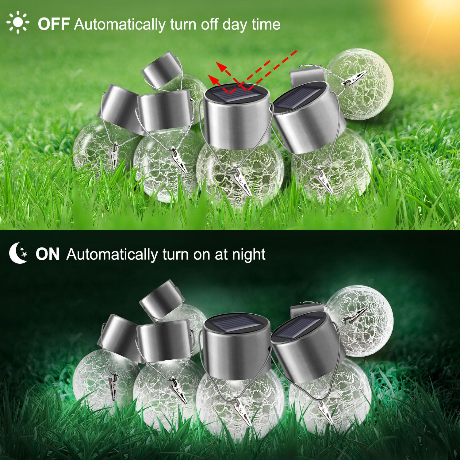 Partphoner Solar Globe Lanterns 12 Pack, Waterproof  ed Glass, Cold White, Model Pa1164 For Outdoor Decor, Garden, Patio