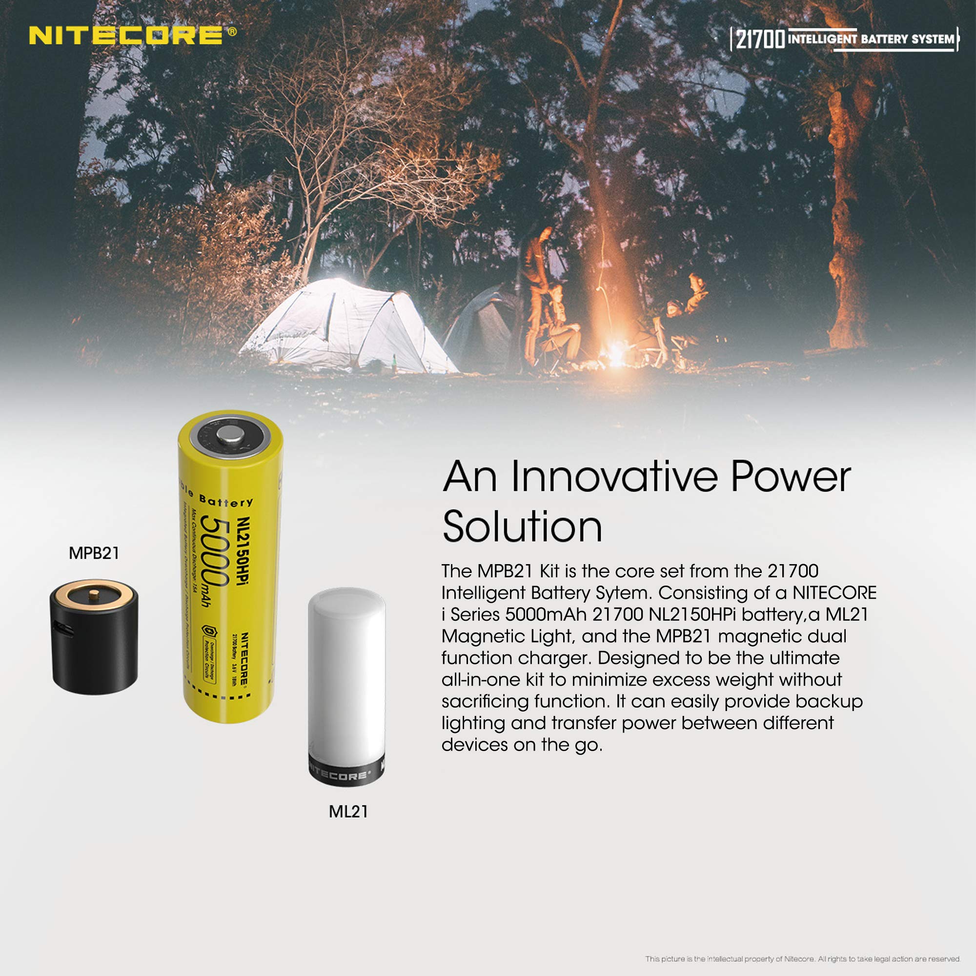 Nitecore MPB21 Mini Rechargeable Lantern Flashlight Bundle, 5000mAh Battery Charger & Micro USB Cable, Black