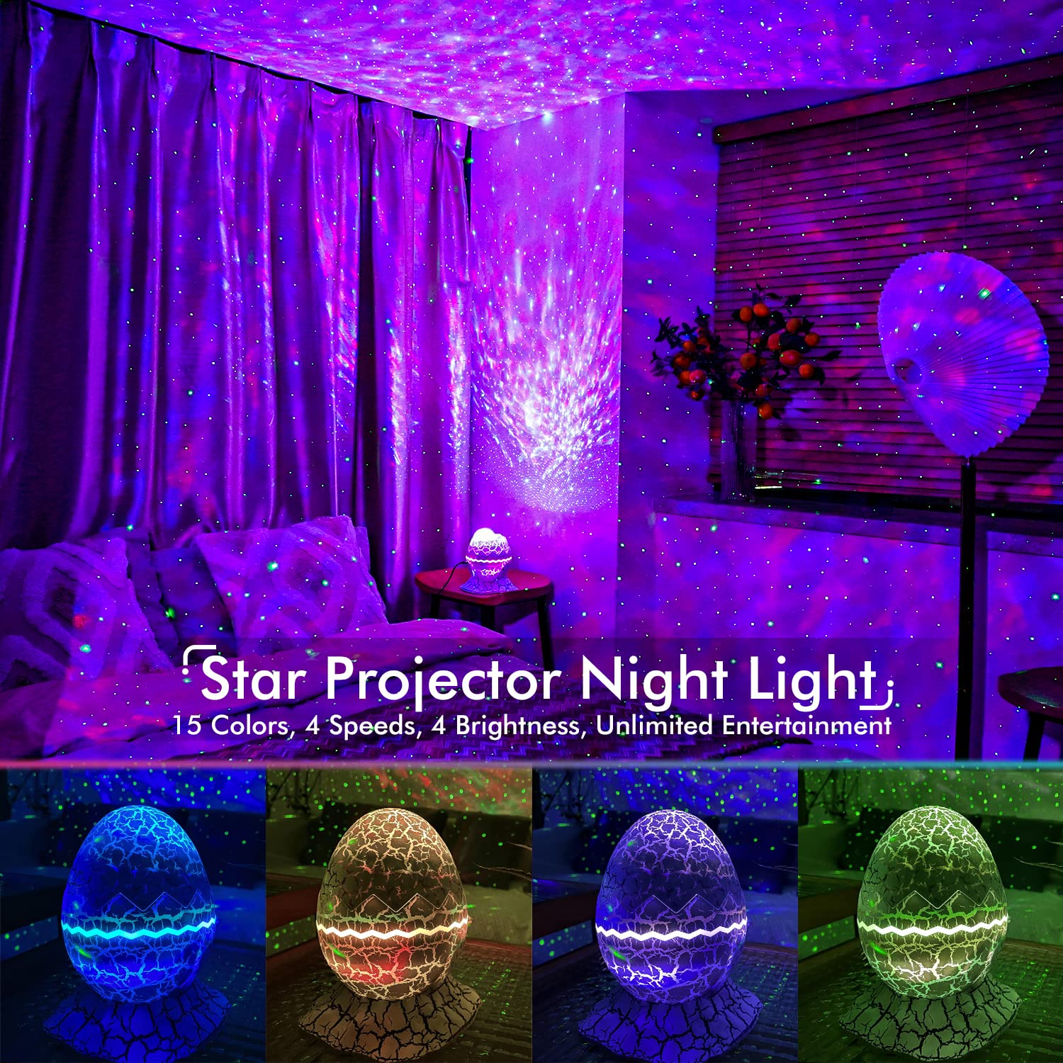 Rossetta Star Projector - Galaxy Led Light, App Control, Bluetooth Speaker, White Noise, Night Light