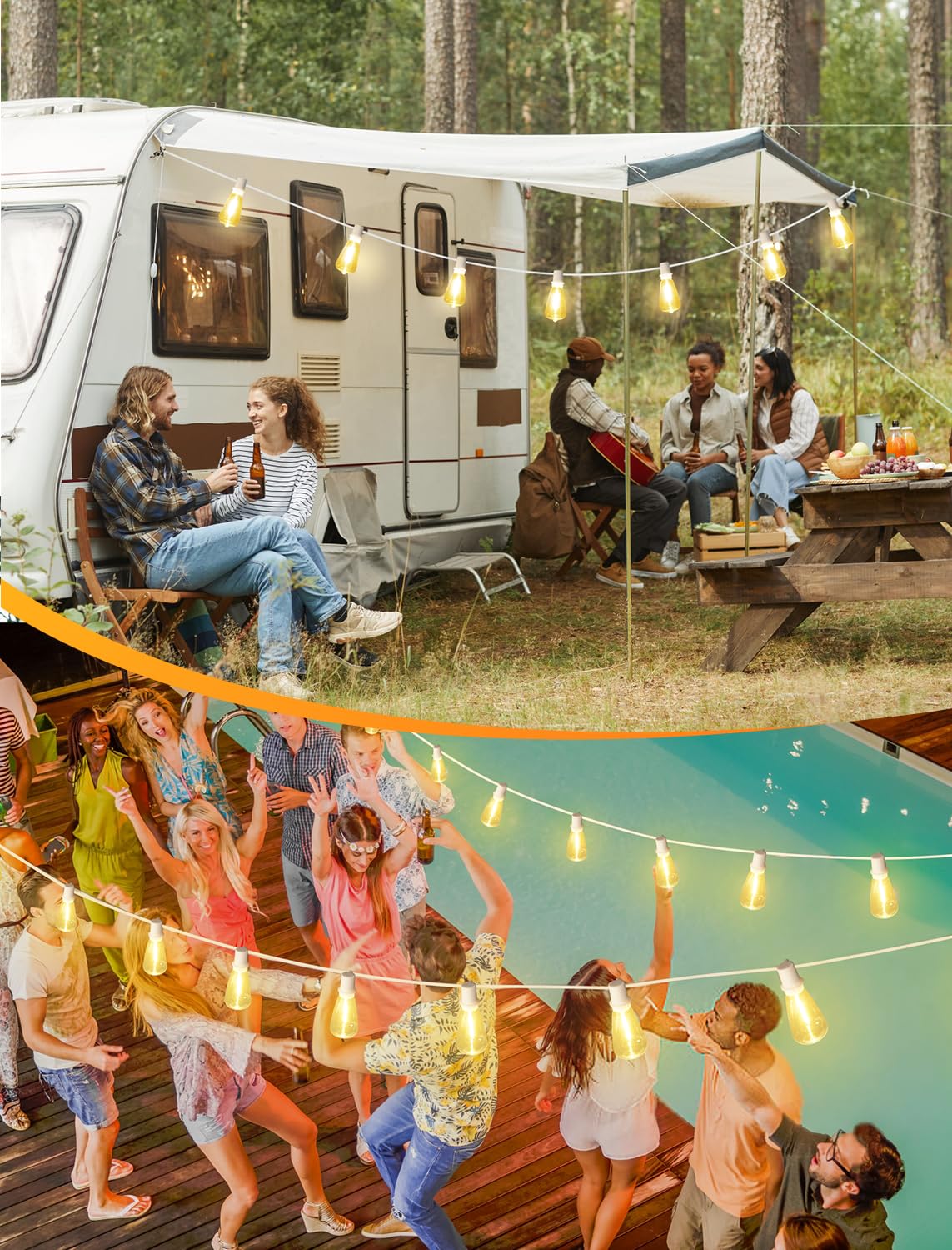 Larkvue 25Ft Outdoor String Lights, Patio Lights With 10+1 2700K Led Dimmable Waterproof Outside Hanging St38 Edison Bulbs For B