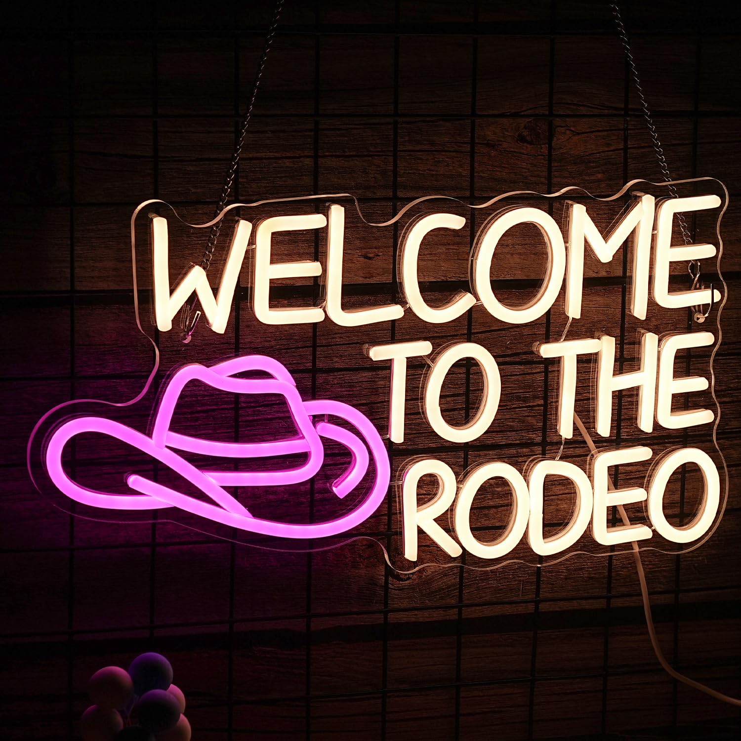 LISIGNVE Welcome To The Rodeo Neon Sign, Dimmable LED Wall Decor, Warm White Pink, Silicone, Cowboy Gift for Men and Women