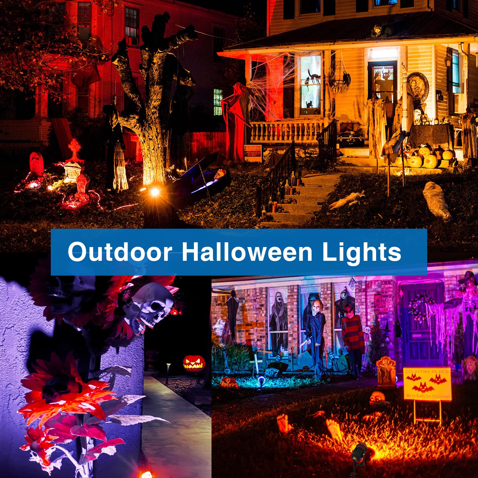 SUNVIE 15W LED Color Changing Outdoor Spotlights, Waterproof Aluminum Landscape Lights for Garden, Black, Model FXCHRS1501