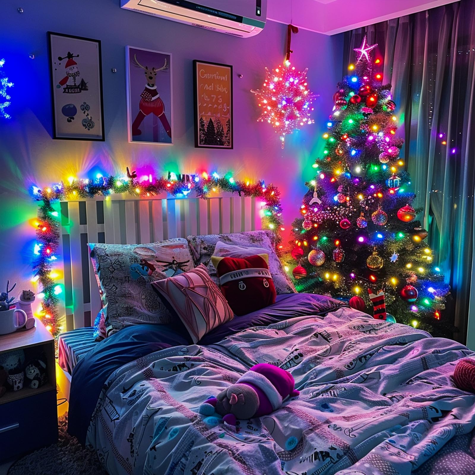 Potive Total 66Ft 200 Led Led Multicolor Christmas Lights Outdoor, 2 Pack Battery Operated Fairy Christmas Lights With Remote, 8