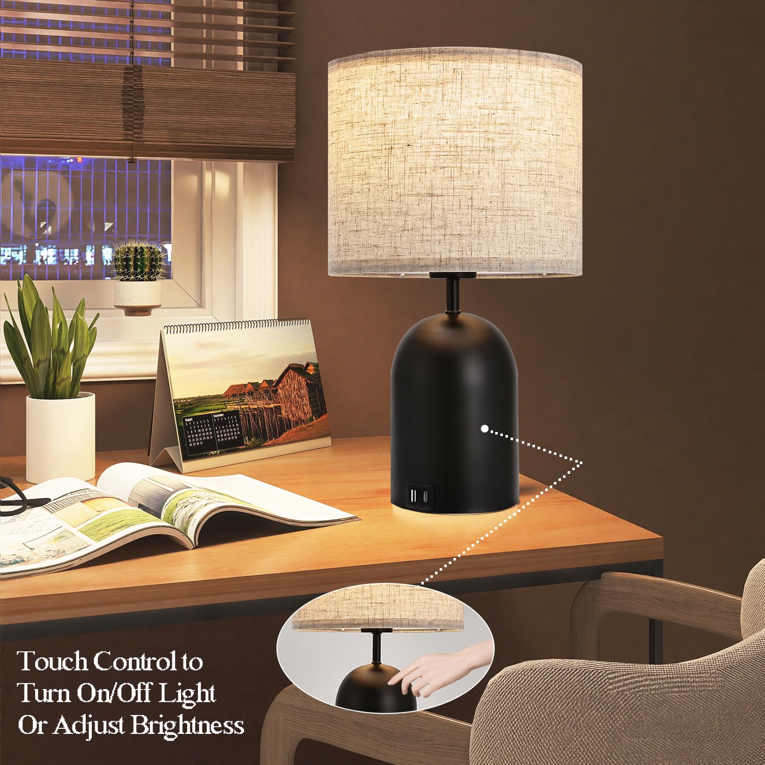 Momyofdy Touch Control Table Lamps Set Of 2 Dimmable Lamps For Nightstand Bedside Bedroom Small Modern Table Lamp Black& Gold To