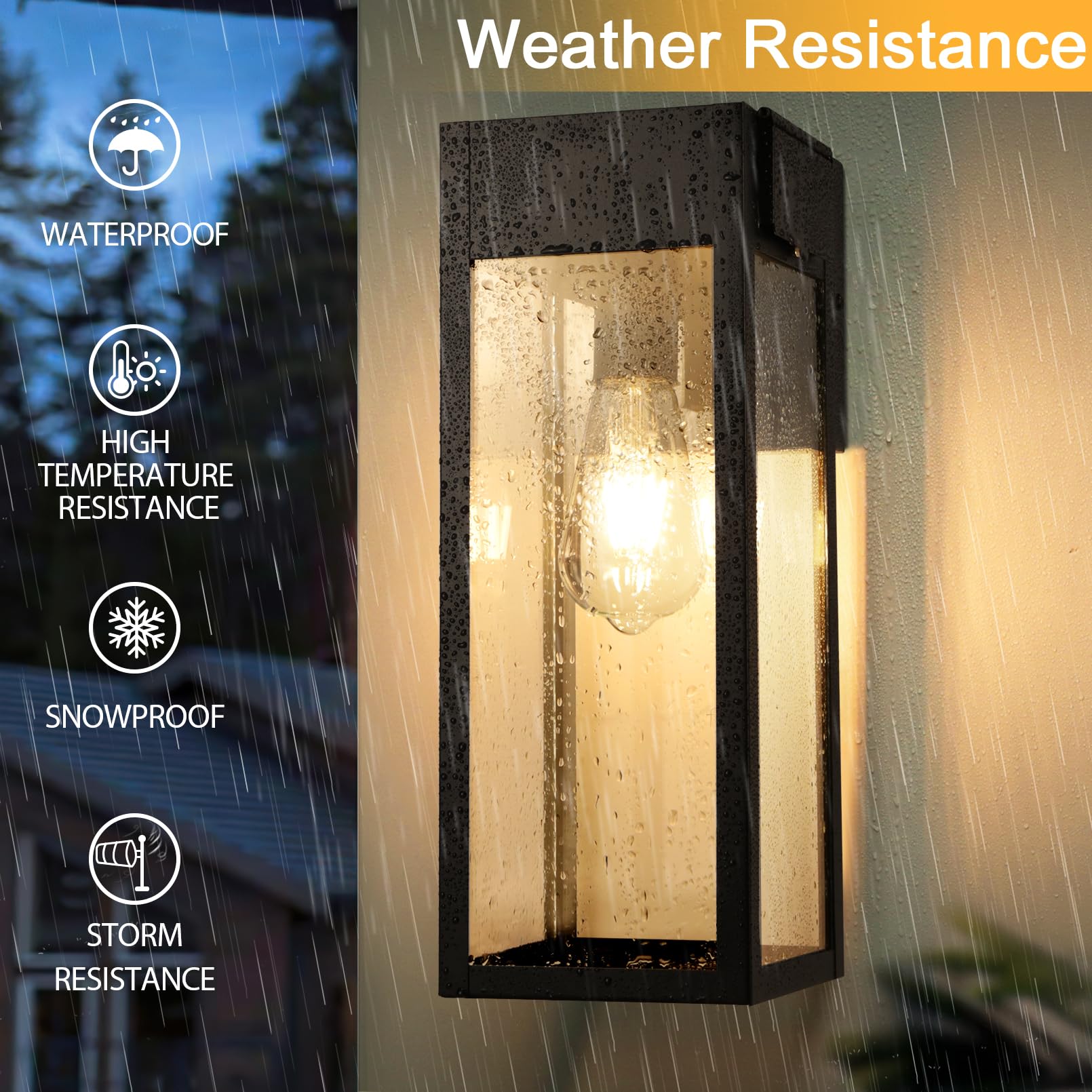 Oykyohei Large Porch Light With Gfci Outlet, 15 Inch Outdoor Light With Outlet Built-In, Waterproof Exterior Light Fixtures Wall