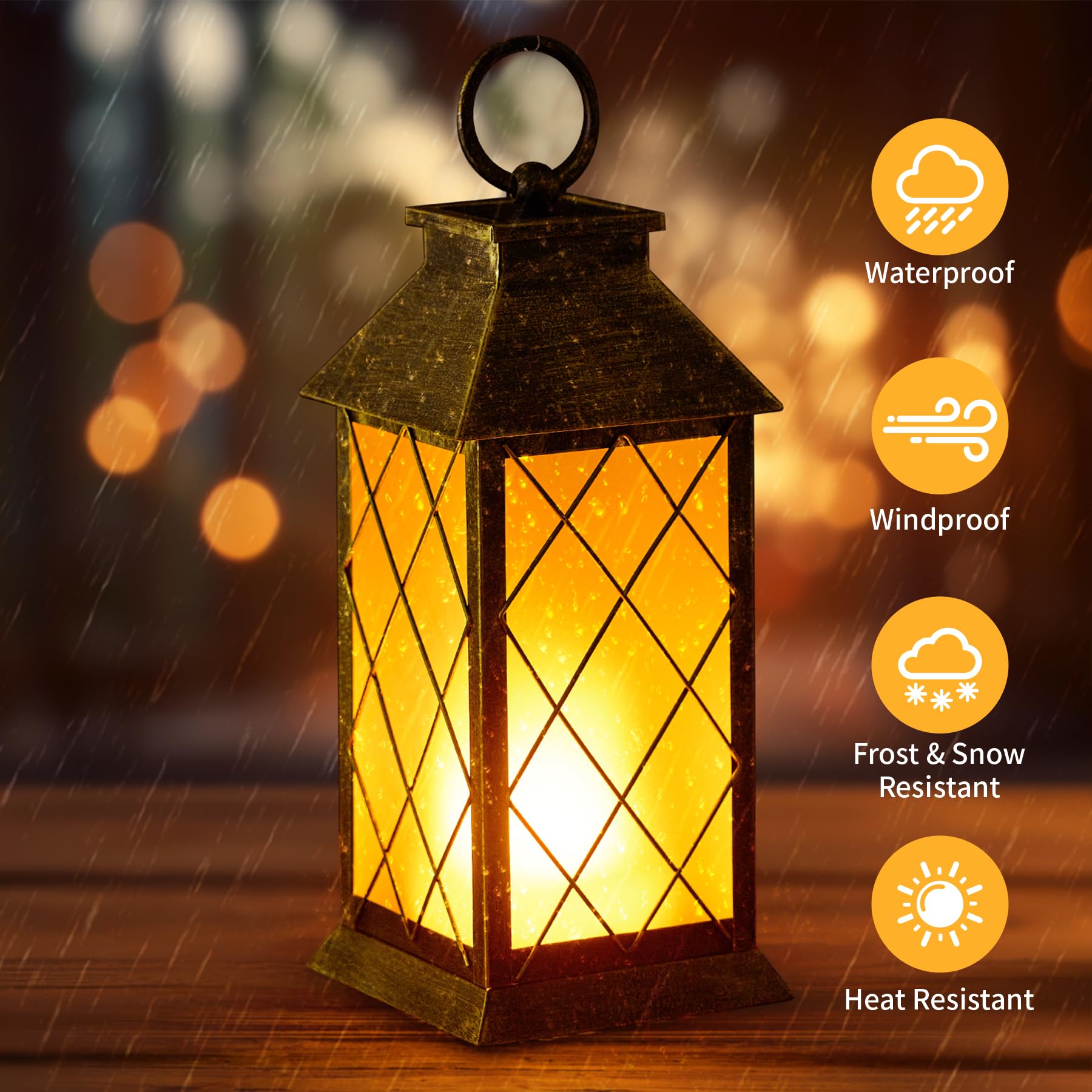 anyperfect 18in Solar Lantern, Waterproof Hanging Metal Decorative Light, Patina, Model X3-DL0104