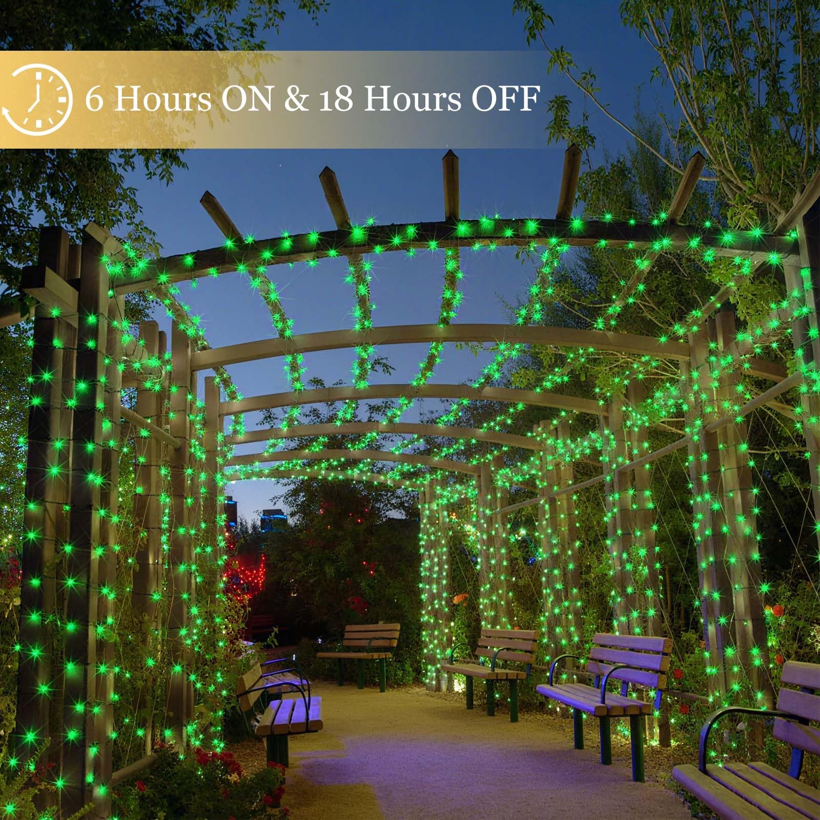 Tcamp 164Ft 500 Led Green Christmas Lights  8 Modes Christmas Tree Lights With Timer Memory Function  Green Wire Starry Fairy String Light For Xmas Tree Outdoor Indoor Decor