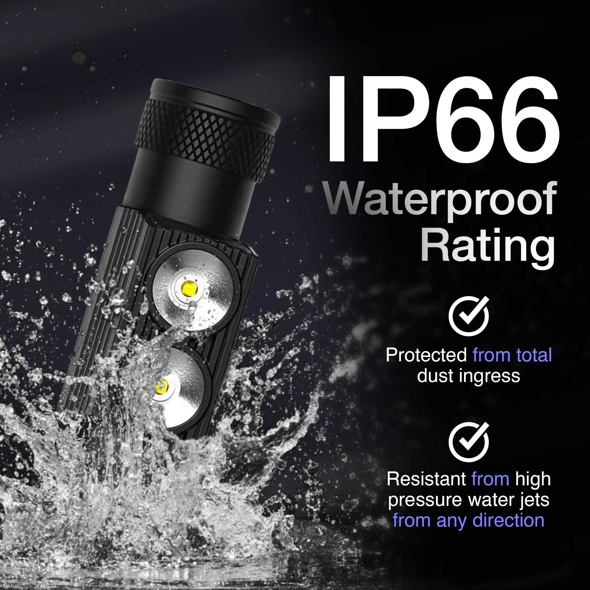K-Bern Rechargeable Headlamp 1000 Lumen, UL Approved, 3500mAh Battery, Waterproof, Lightweight Aluminum, Red & White, Model KBHL-R7002-3500