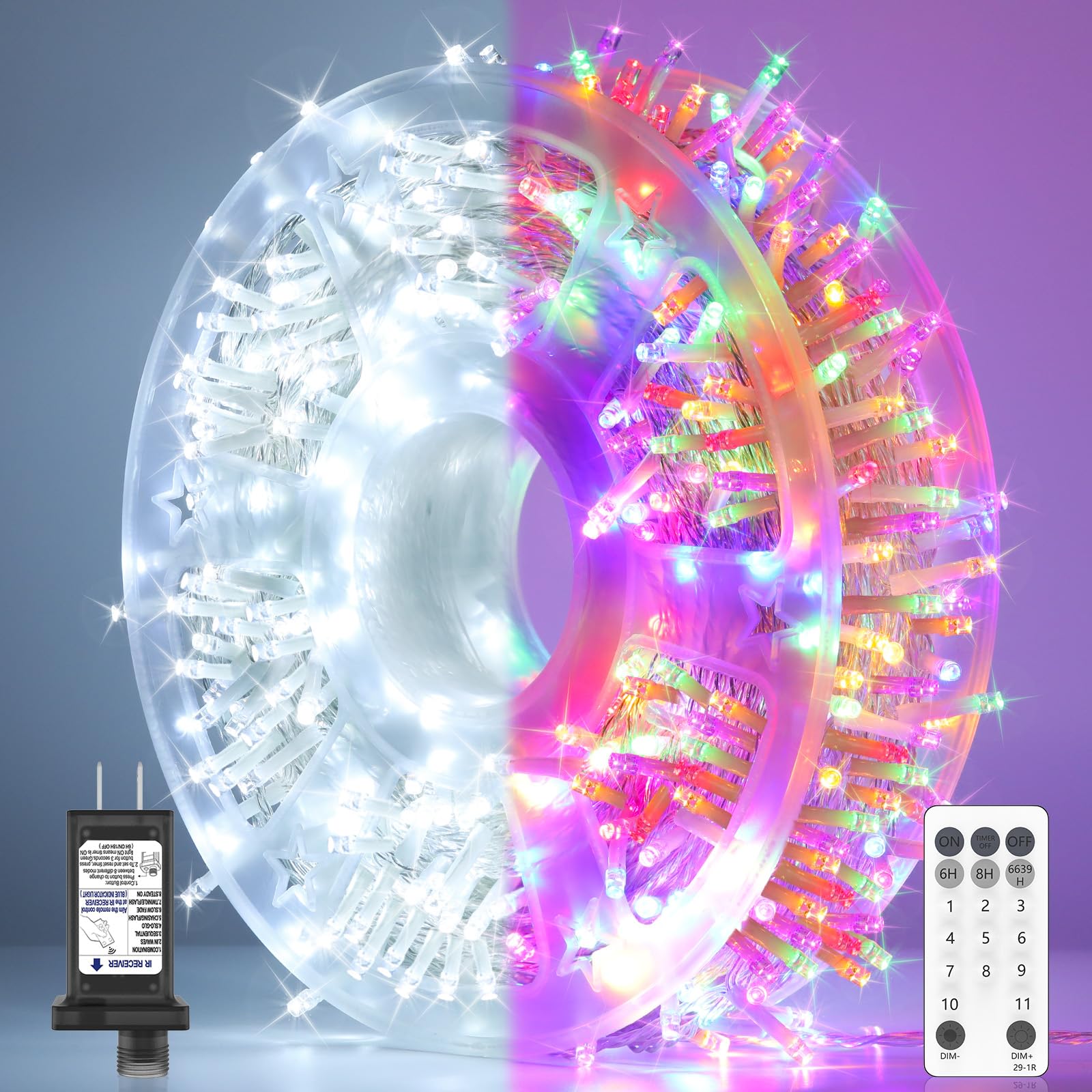 Soiarllt 600 LED Christmas Fairy String Lights, Outdoor 246FT Waterproof Twinkle Lights, Color Changing String Lights, 11 Lighti